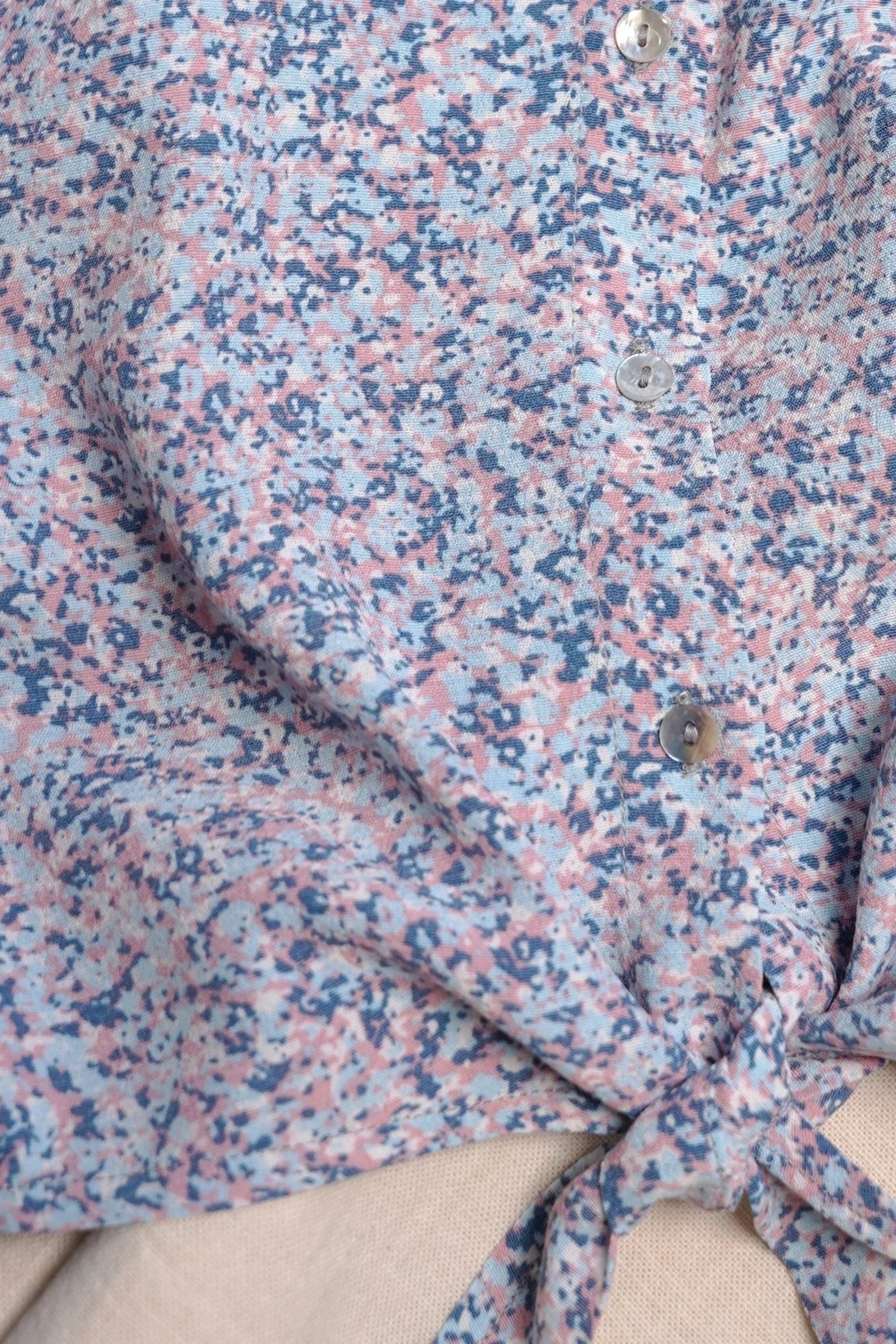 LikeFLO Flo Girls Aop Small Flower Knotted Blouse - LikeFlo