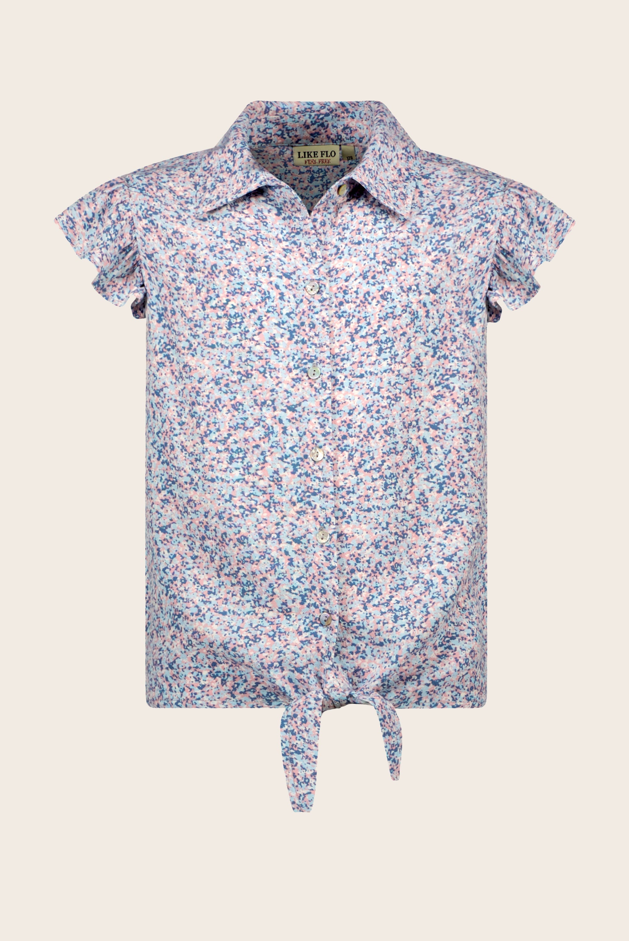 LikeFLO Flo Girls Aop Small Flower Knotted Blouse - LikeFlo