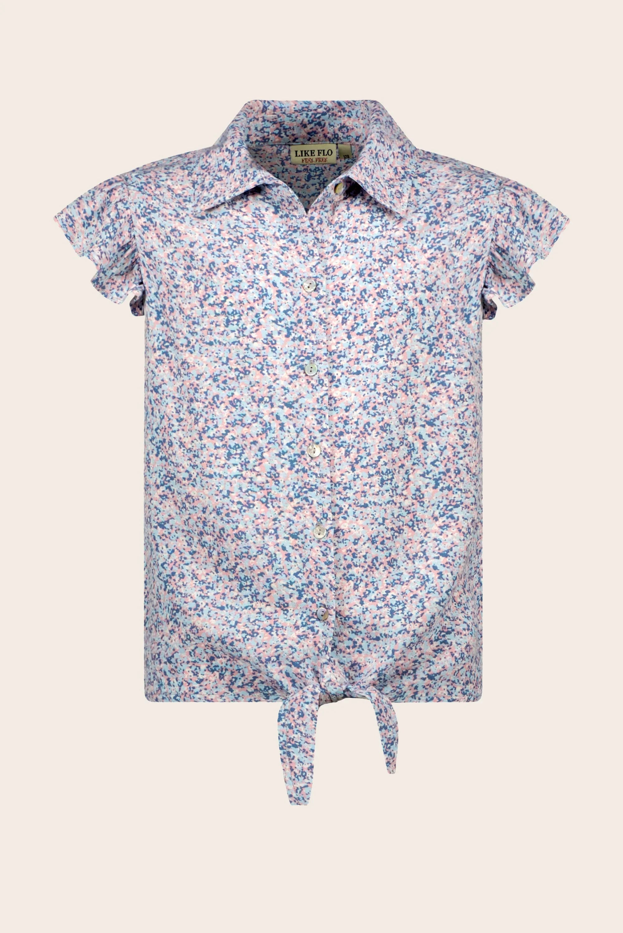 LikeFLO Flo Girls Aop Small Flower Knotted Blouse - LikeFlo