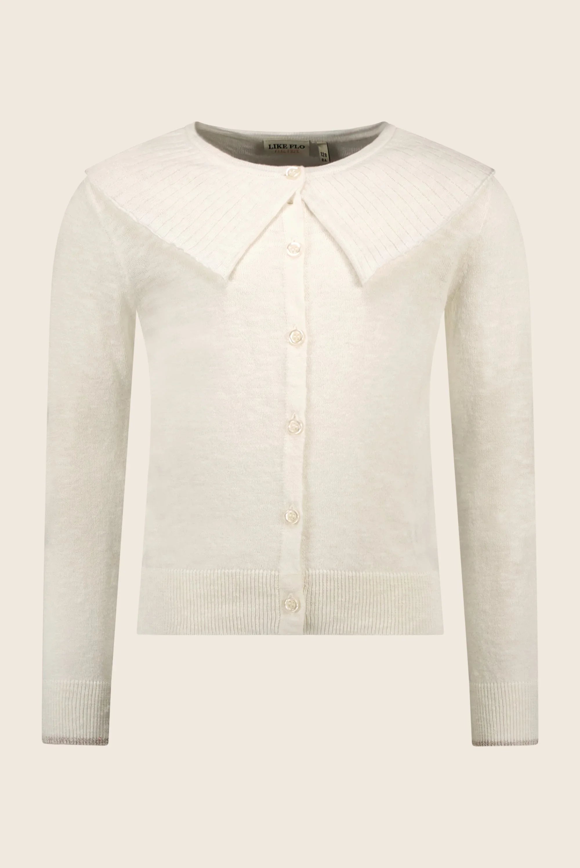 LikeFLO Flo Girls Knitted Slub Cardigan Off White - LikeFlo
