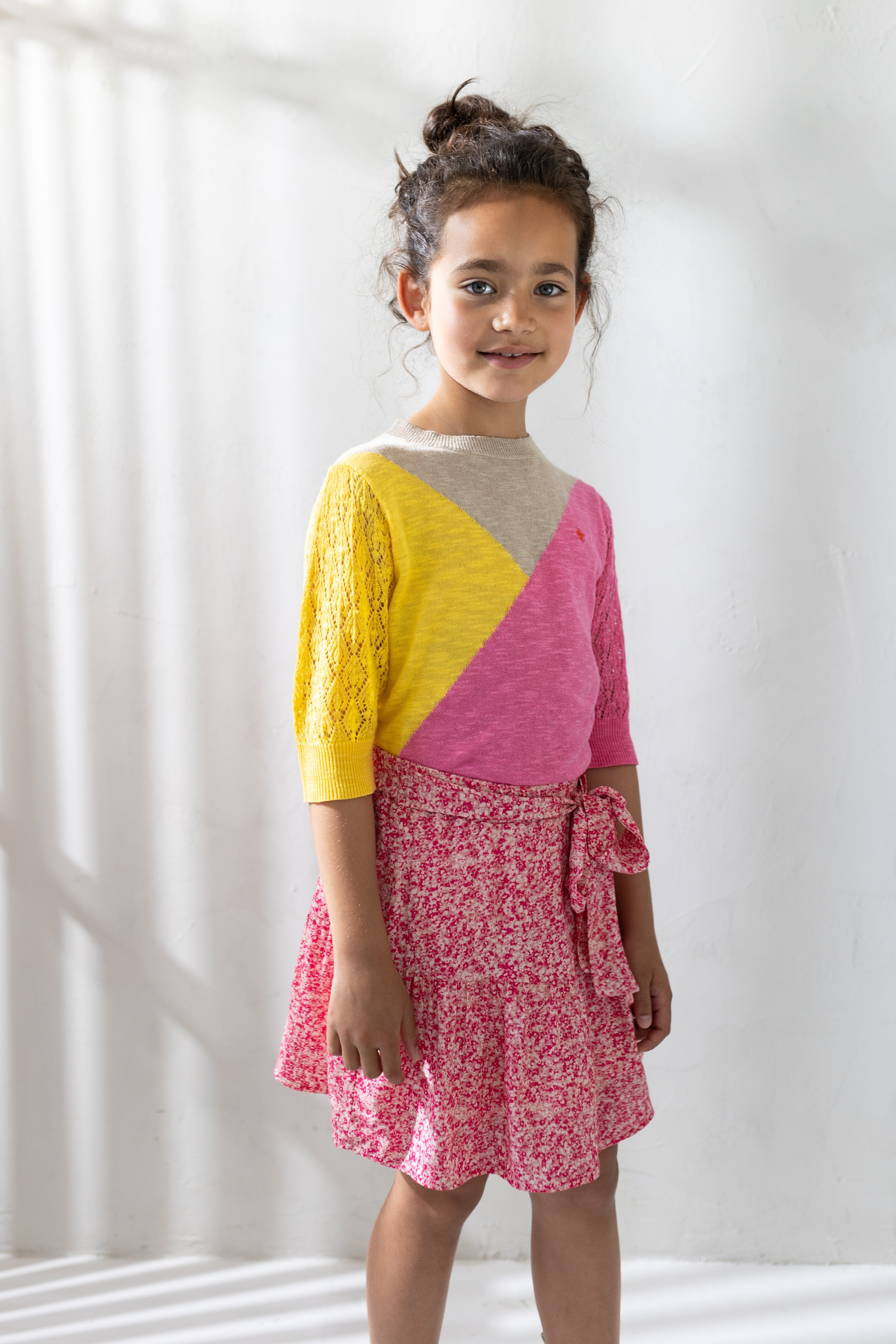 LikeFLO Flo Girls Knitted Slub Colourblock Sweater - LikeFlo