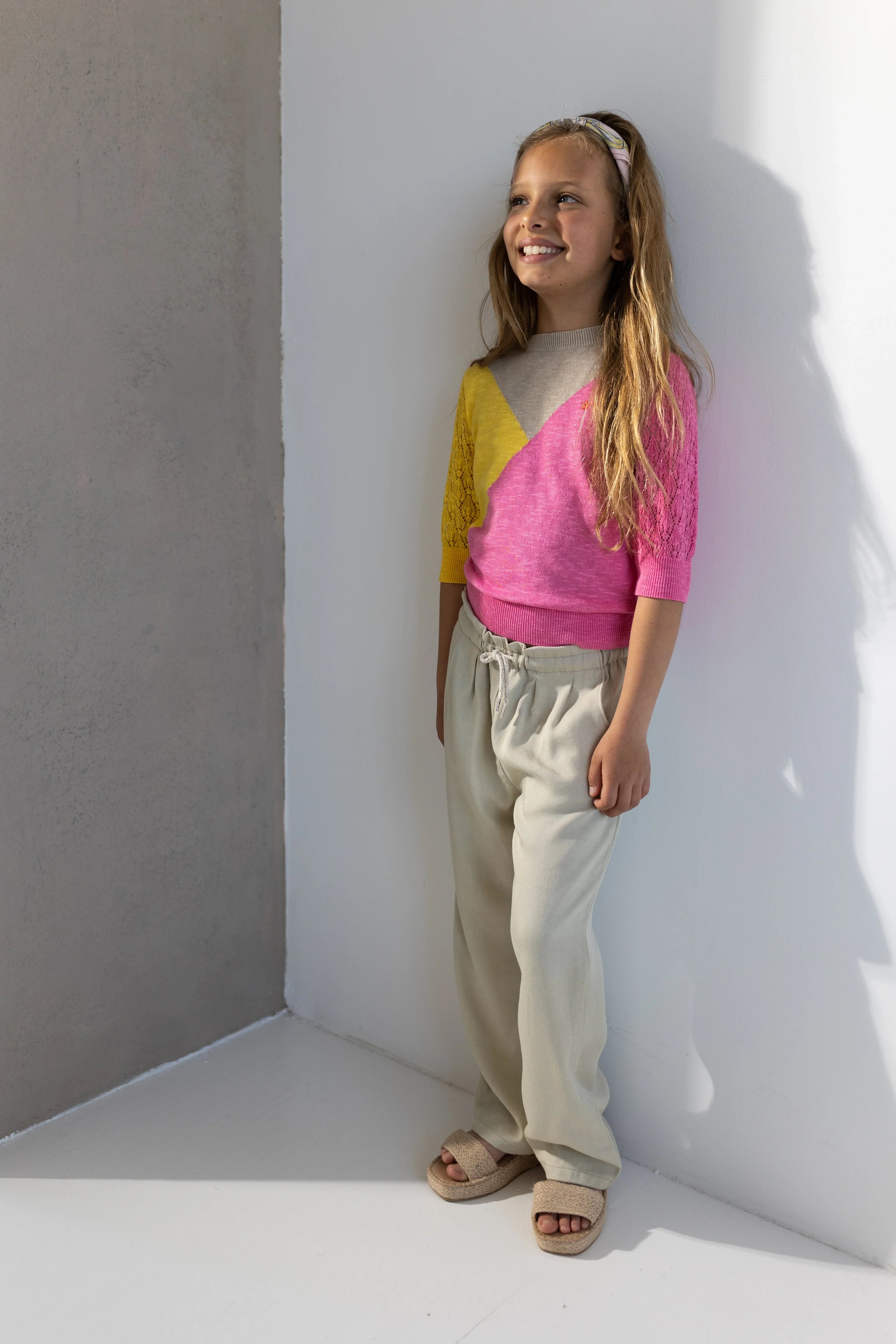 LikeFLO Flo Girls Knitted Slub Colourblock Sweater - LikeFlo