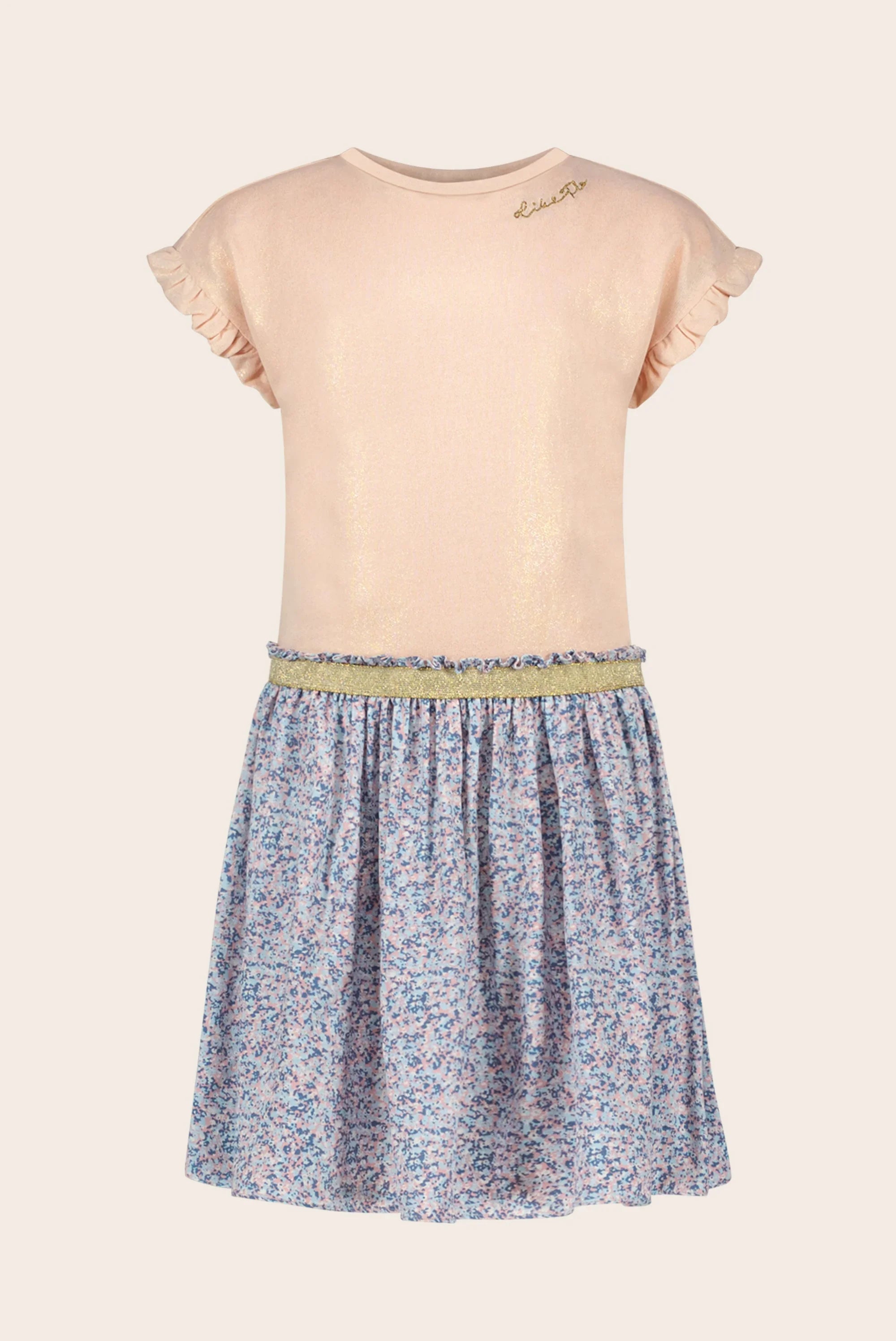 LikeFLO Flo Girls Aop Small Flower Dress Metallic - LikeFlo