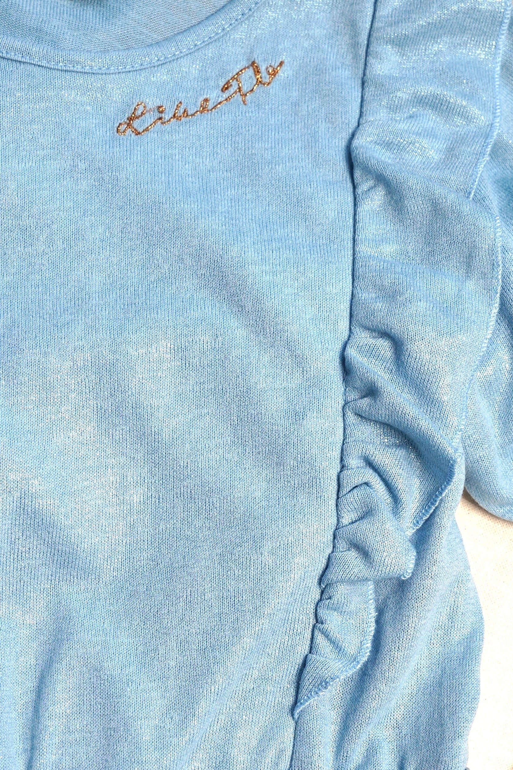 LikeFLO Flo Girls Metallic Jersey Ruffle Dress With Belt - LikeFlo