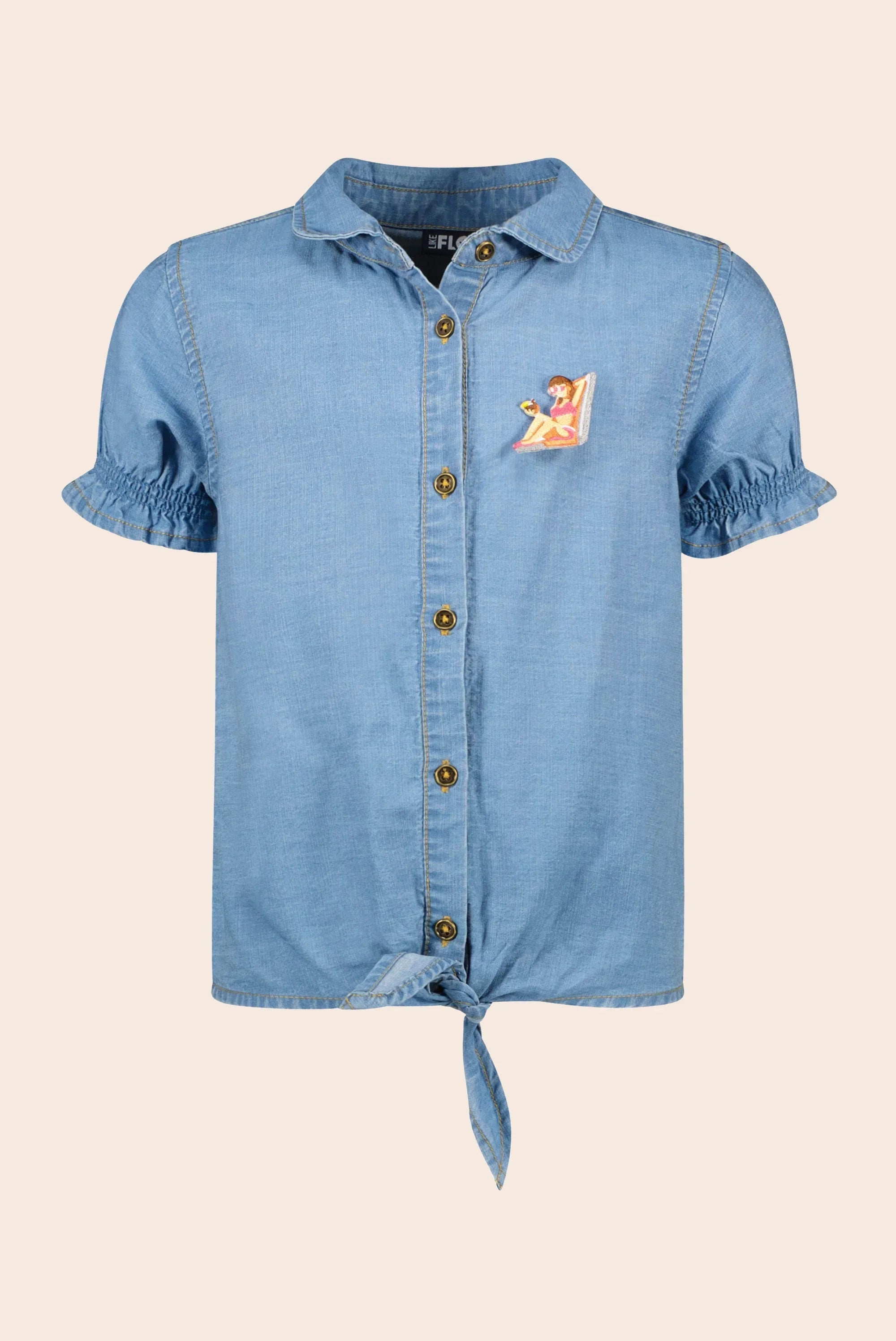 LikeFLO Flo Girls Tencell Denim Knotted Blouse - LikeFlo