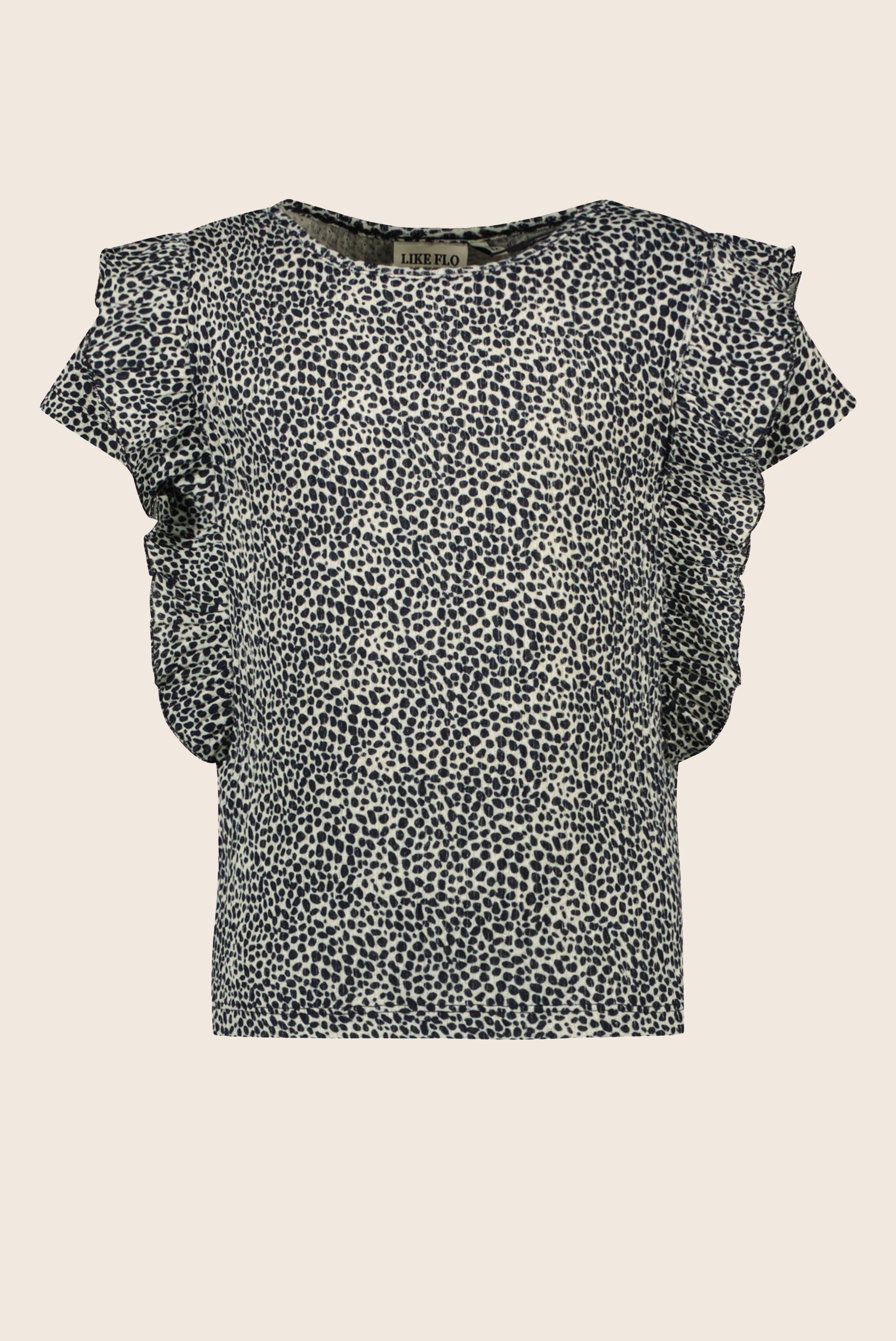 LikeFLO Flo Girls Fancy Rib Aop Ruffle Top - LikeFlo