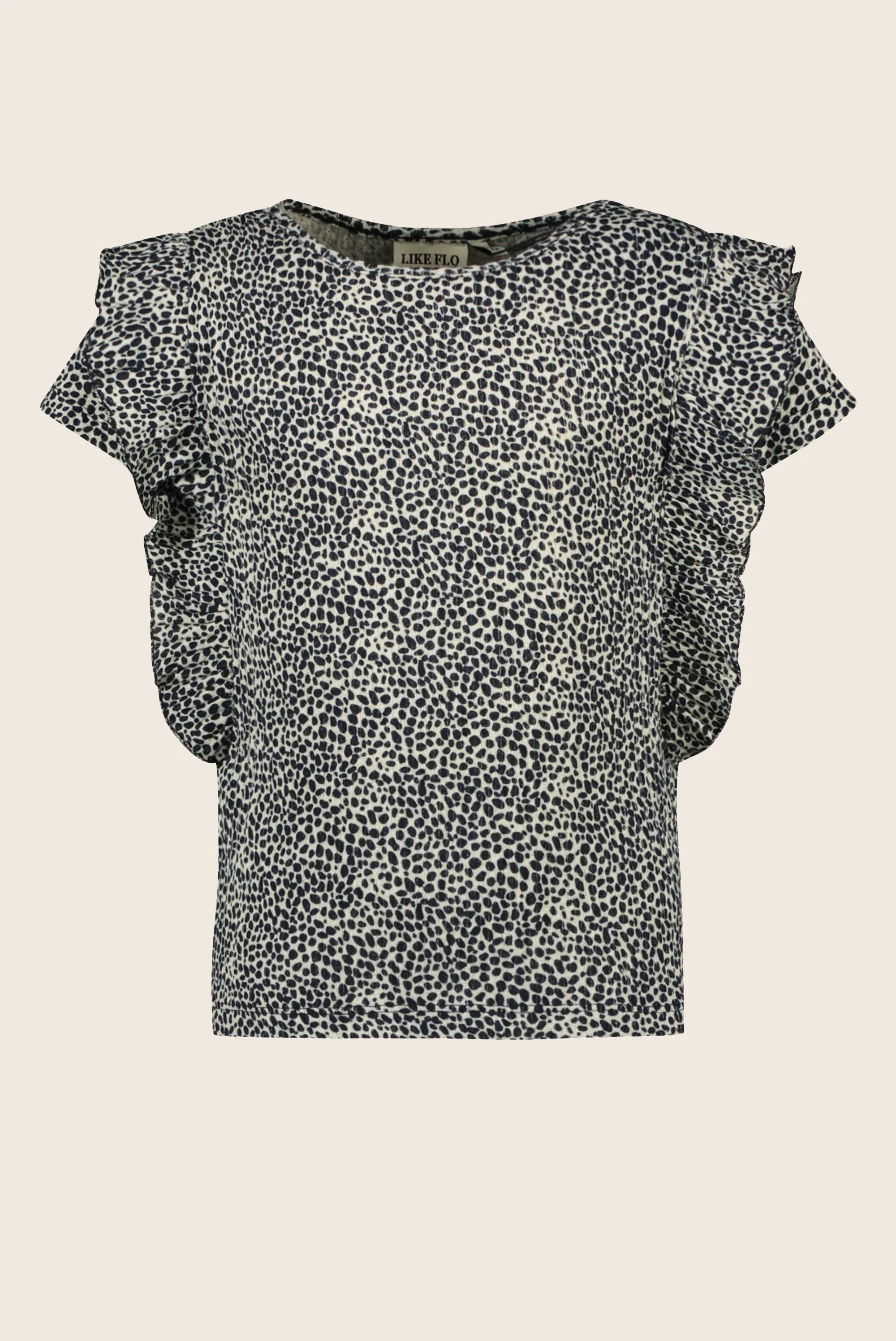 LikeFLO Flo Girls Fancy Rib Aop Ruffle Top - LikeFlo