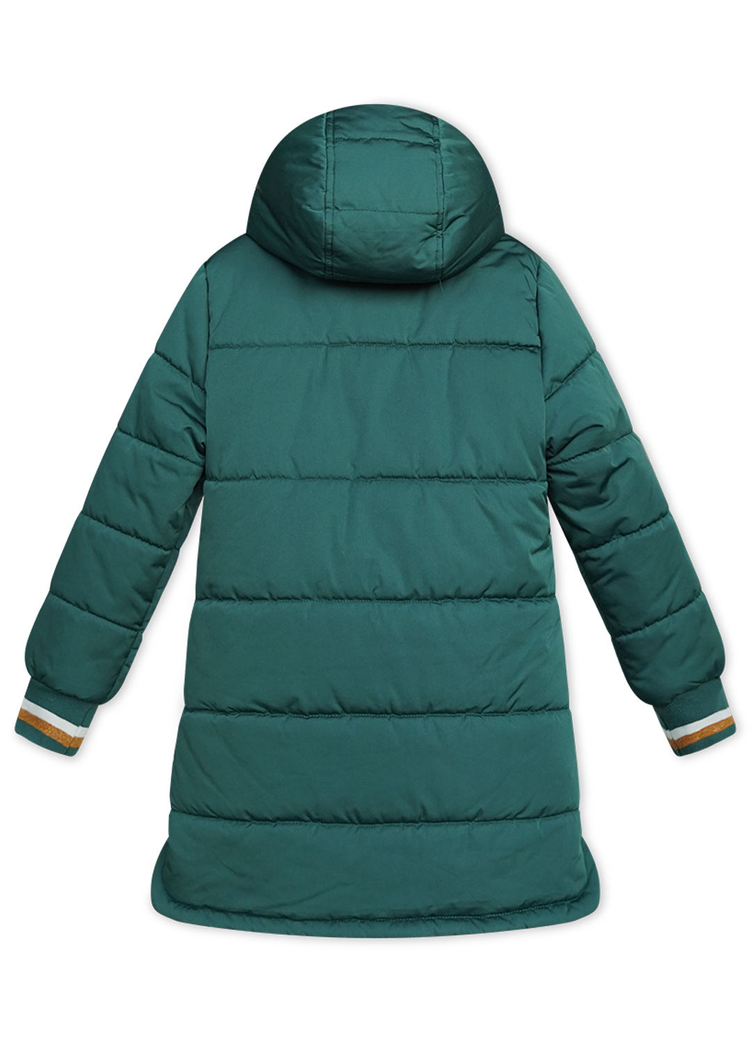 Lange Gewatteerde Jas In Effen Kleur Bottle Groen