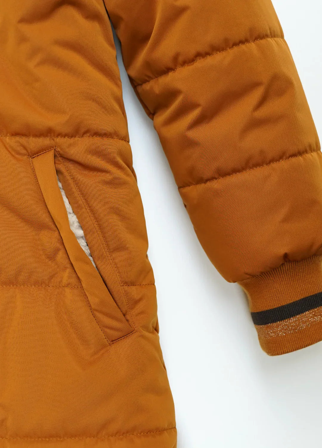 Lange Gewatteerde Jas Toffee