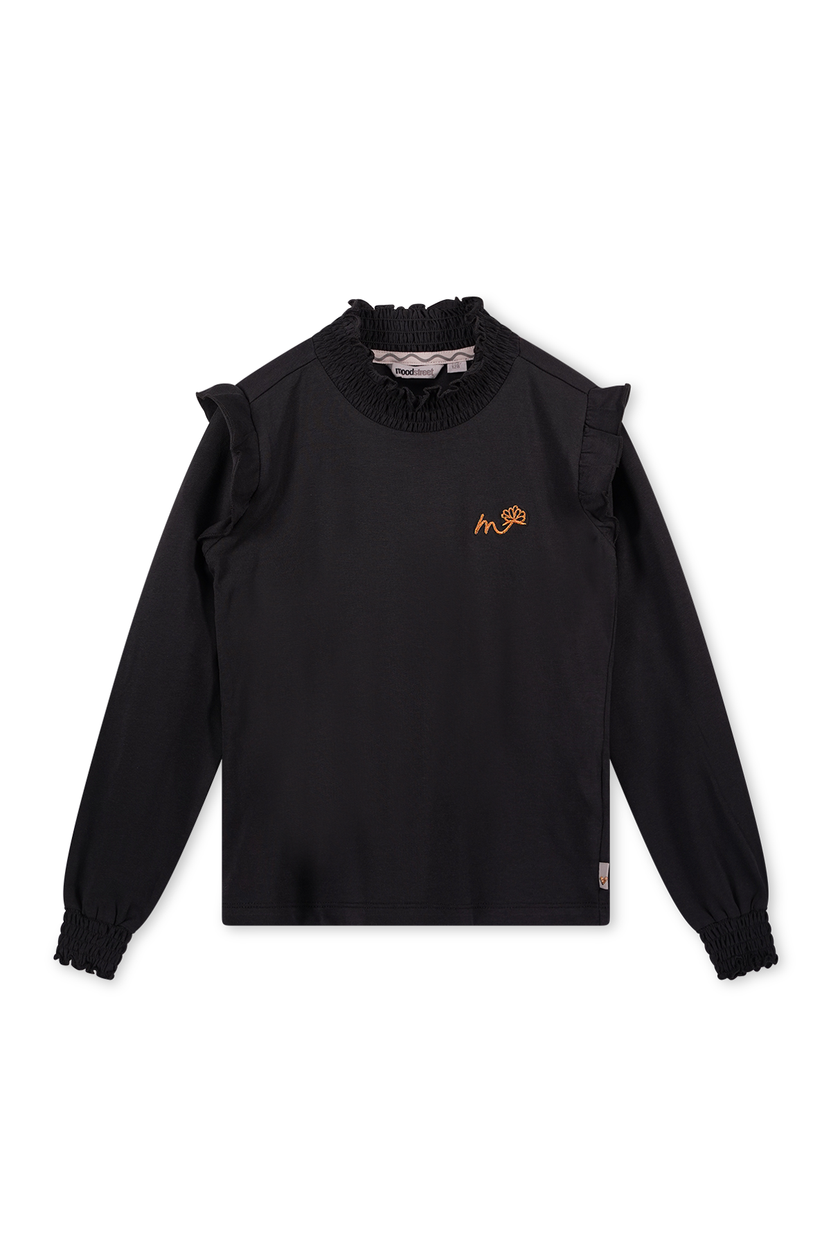 Col Met Ruffle Zwart