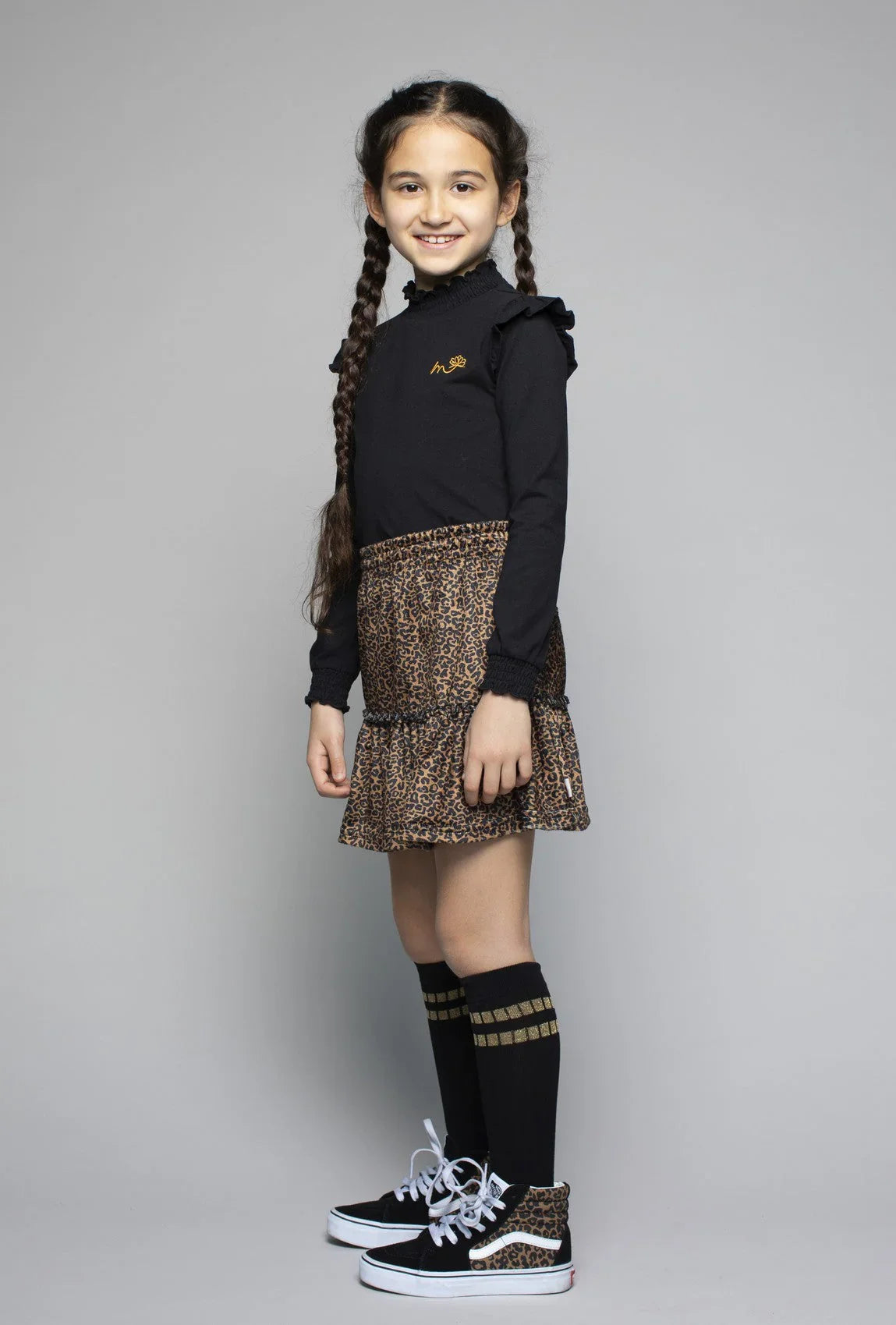 Col Met Ruffle Zwart