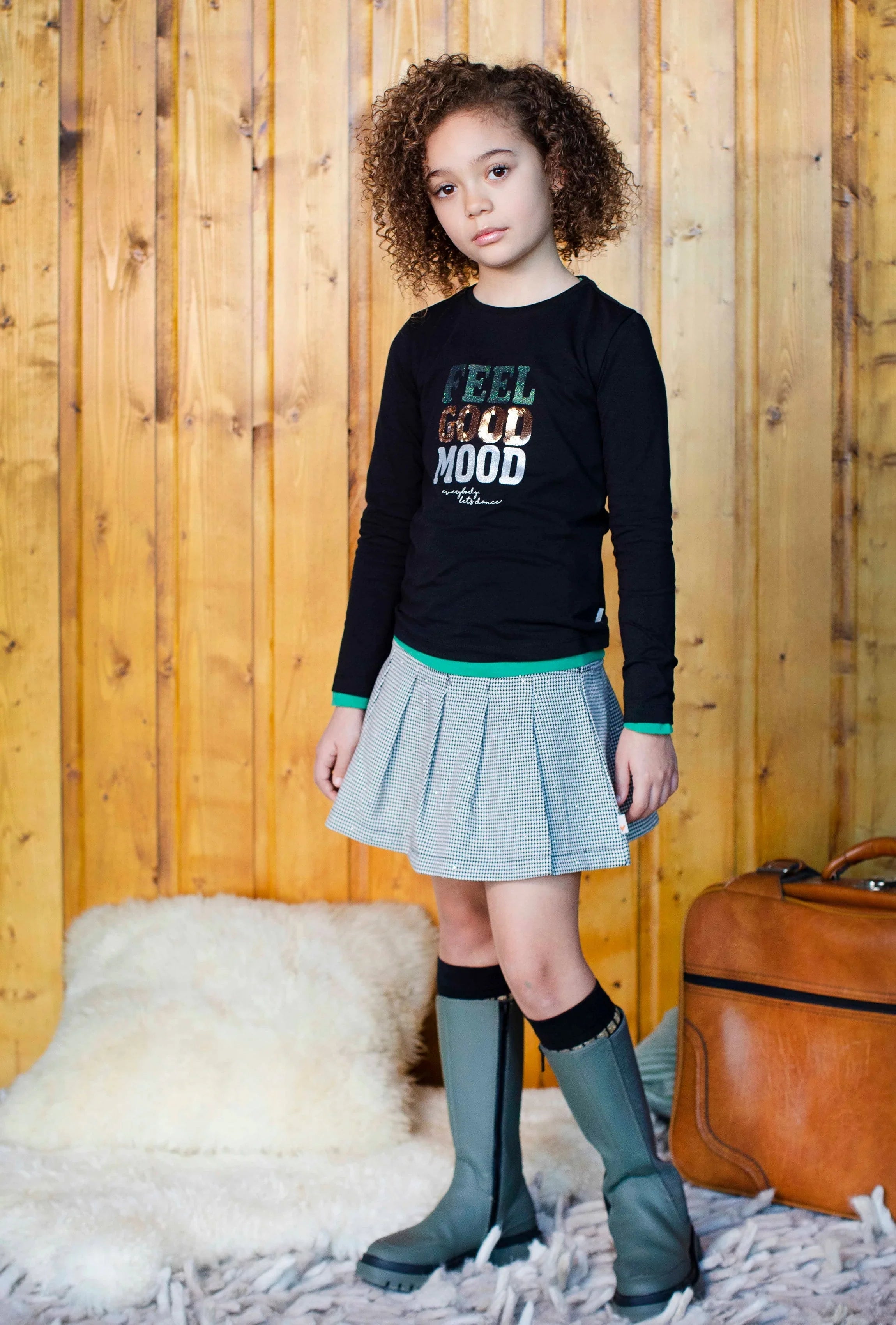 Plooienrok Ruit Met Glitter