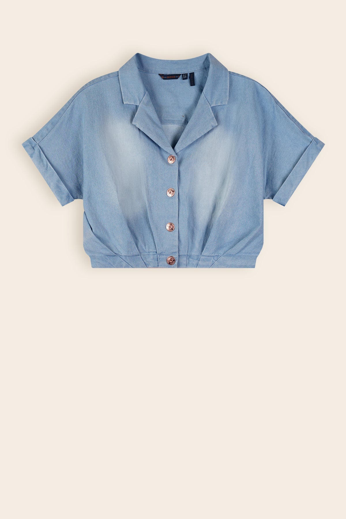 Tara Copped Denim Blouse