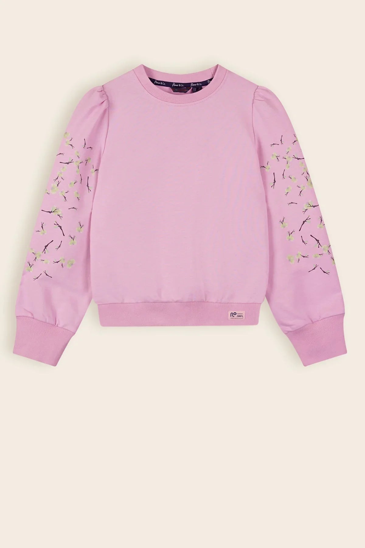 Kulet Sweater Print op Mouw Roze