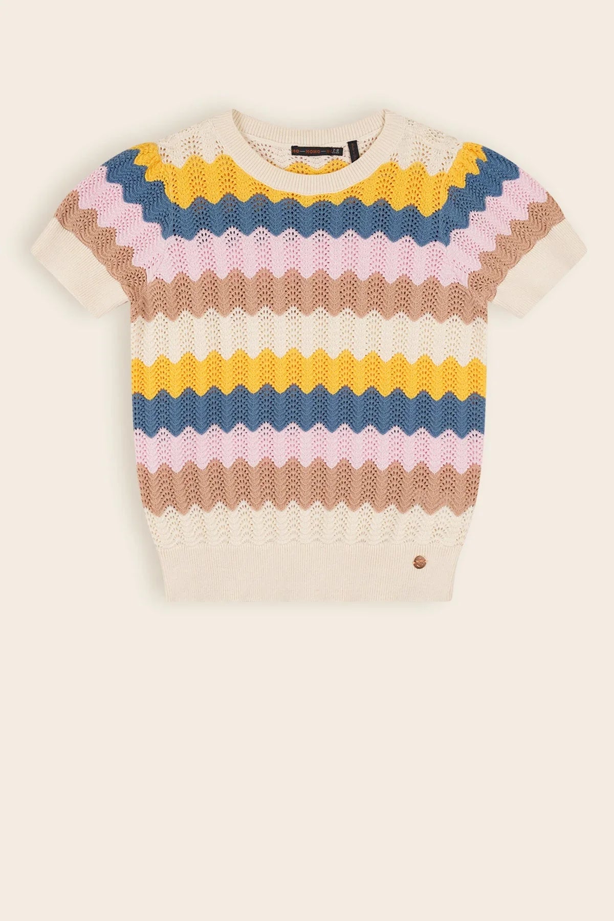 Kae Gebreide Ajour Top Multikleuren Pearled Ivory