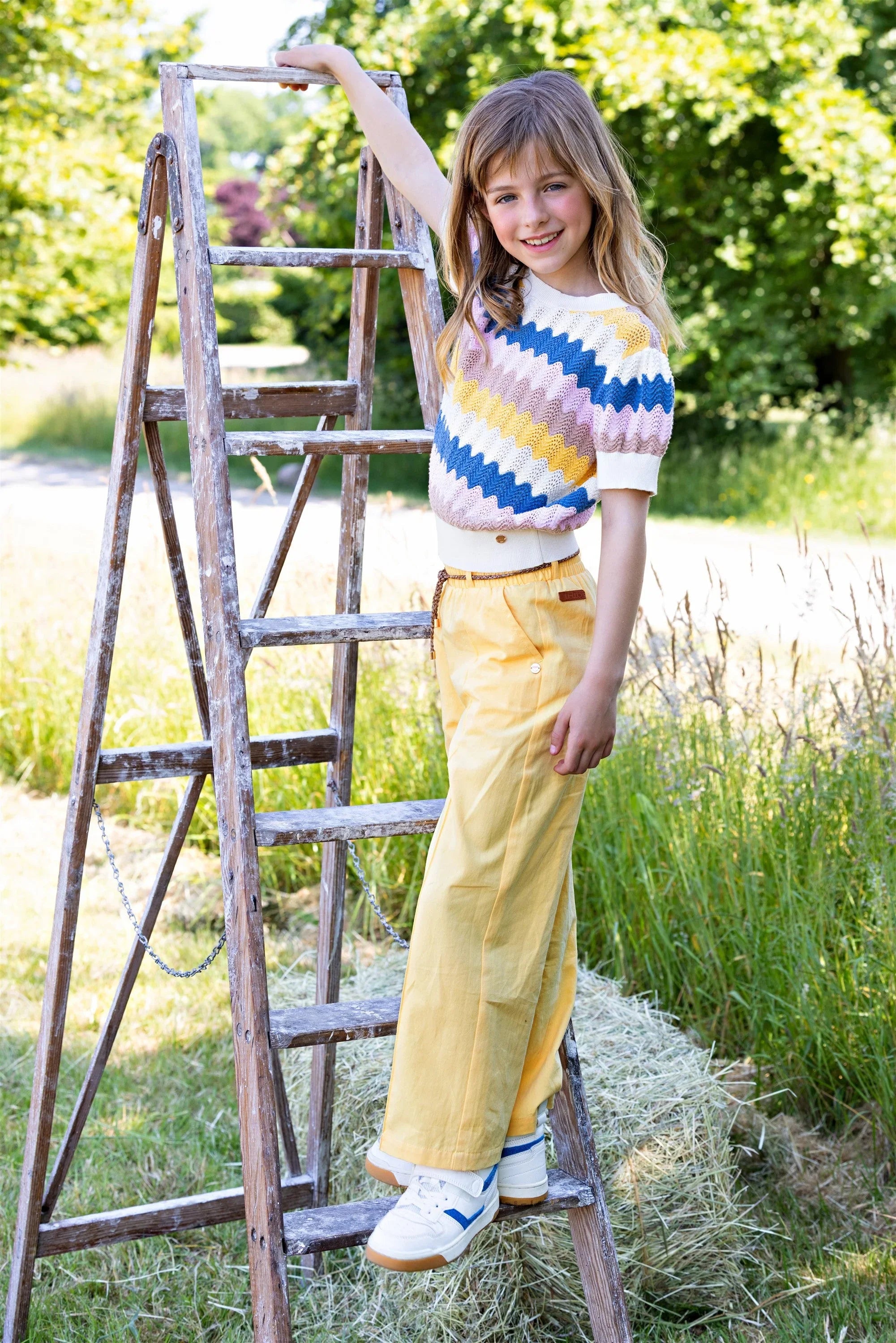 Kae Gebreide Ajour Top Multikleuren Pearled Ivory