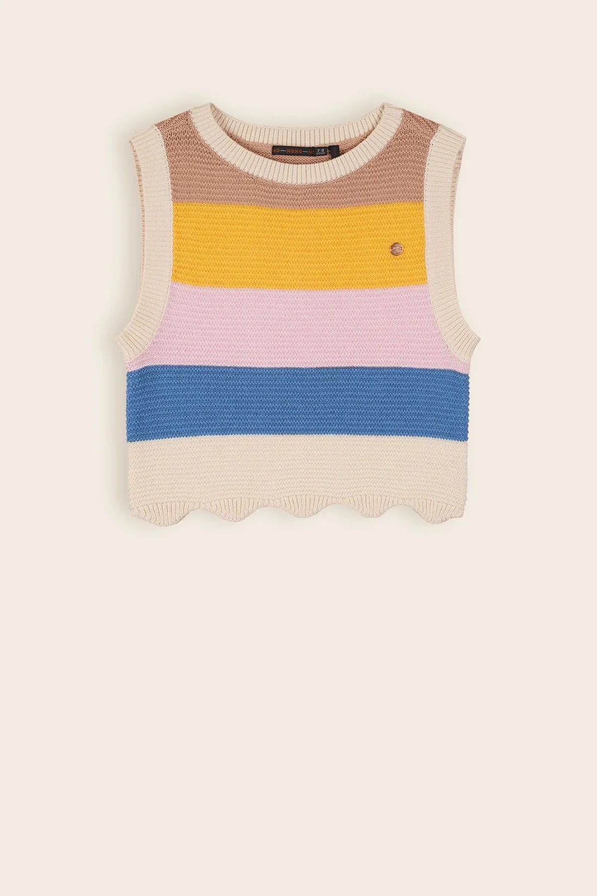 Kosmic Ajour Gebreide Crop Top Multikleuren Pearled Ivory