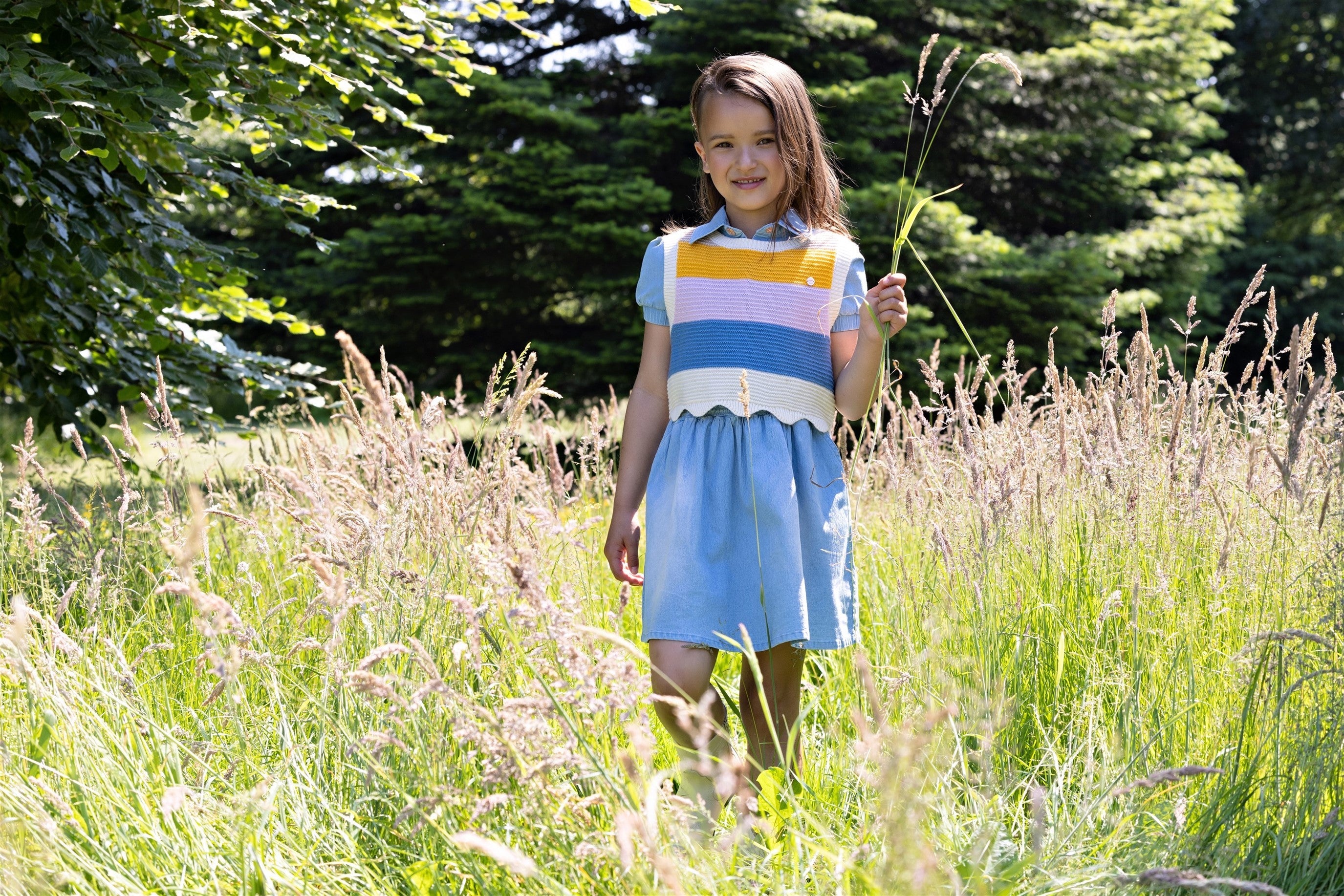 Kosmic Ajour Gebreide Crop Top Multikleuren Pearled Ivory