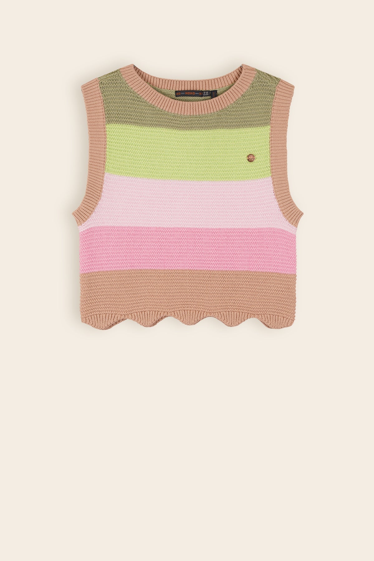 Kosmic Ajour Gebreide Crop Top Multikleuren Sand Blush