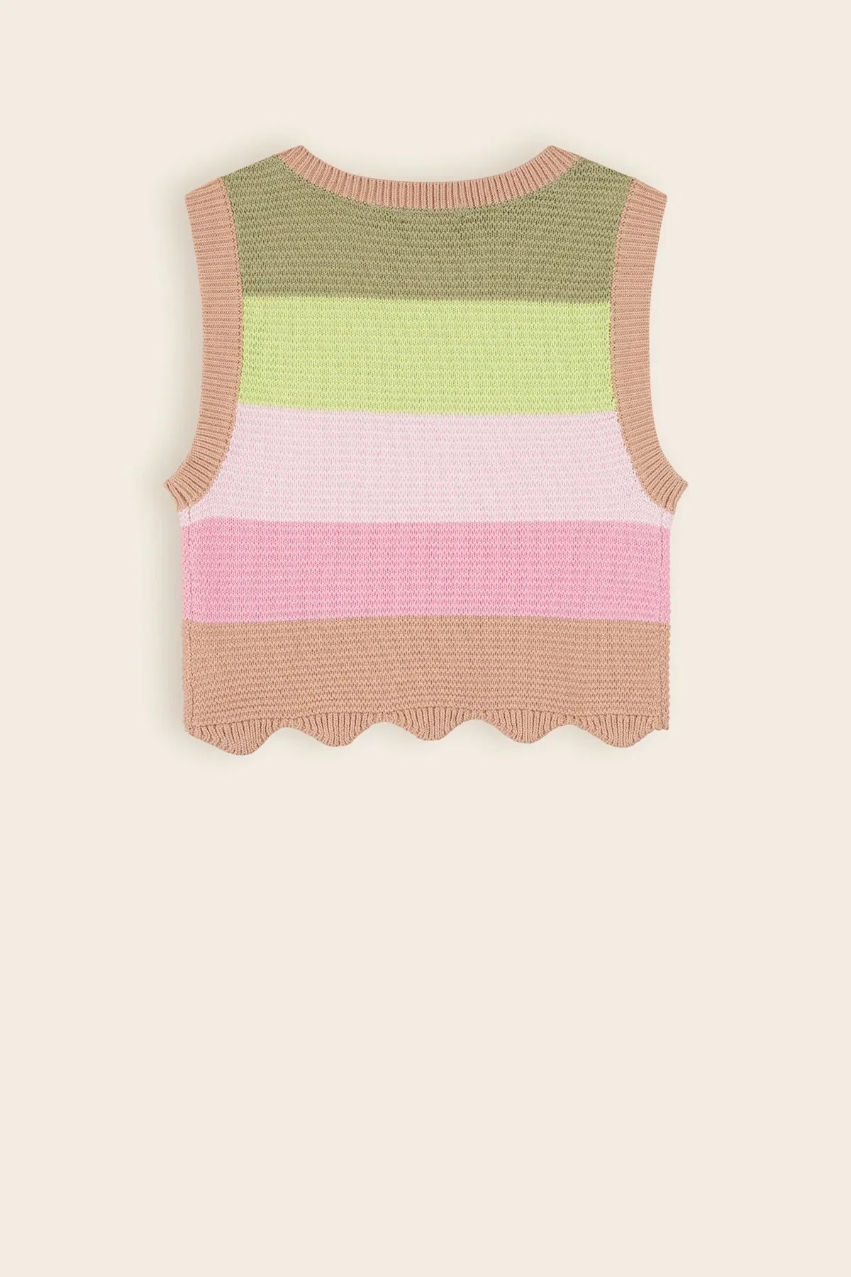 Kosmic Ajour Gebreide Crop Top Multikleuren Sand Blush