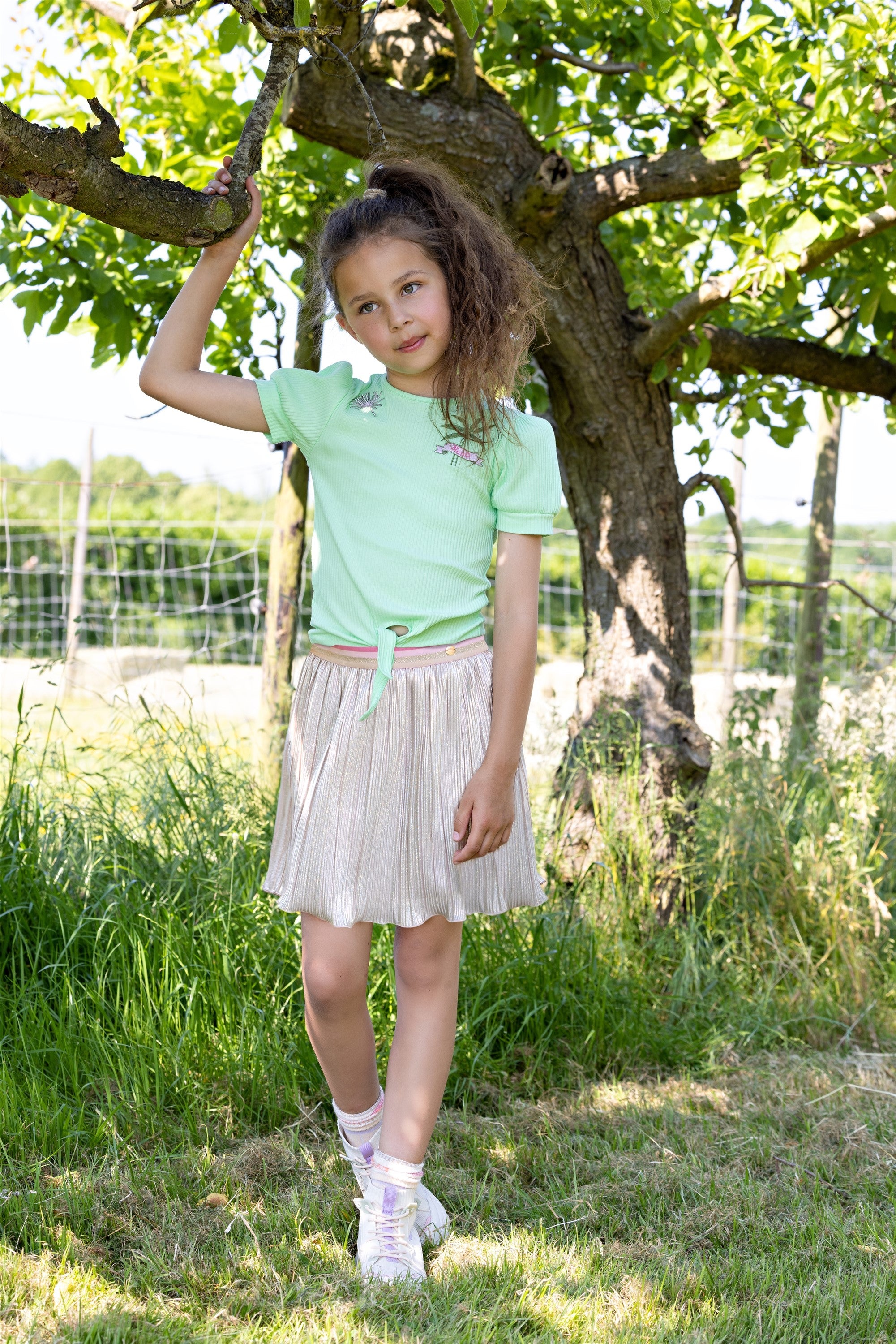 Komy Rib Jersey Knooptshirt Groen