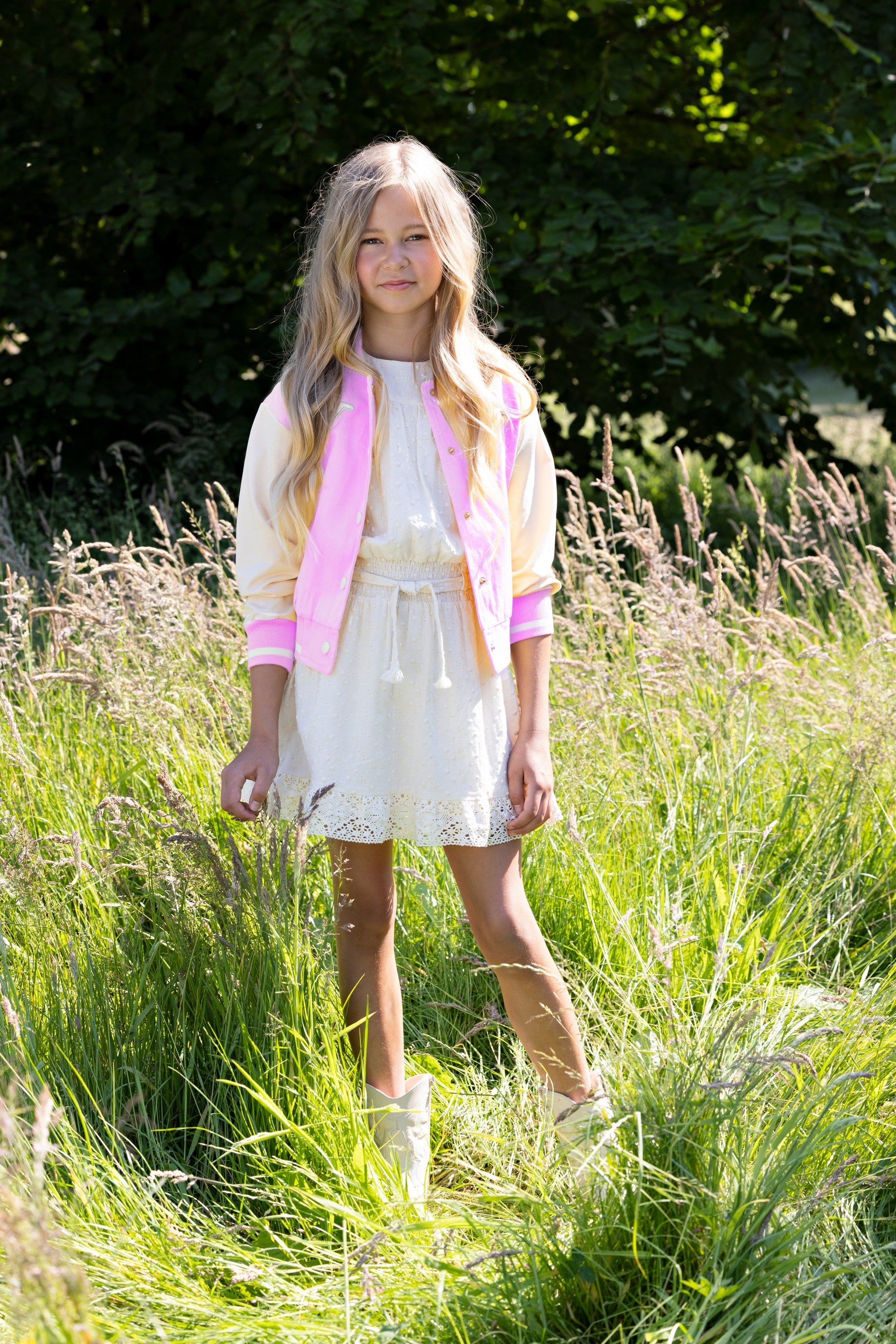 Miron Embroidery Anglaise Jurk Ivoor