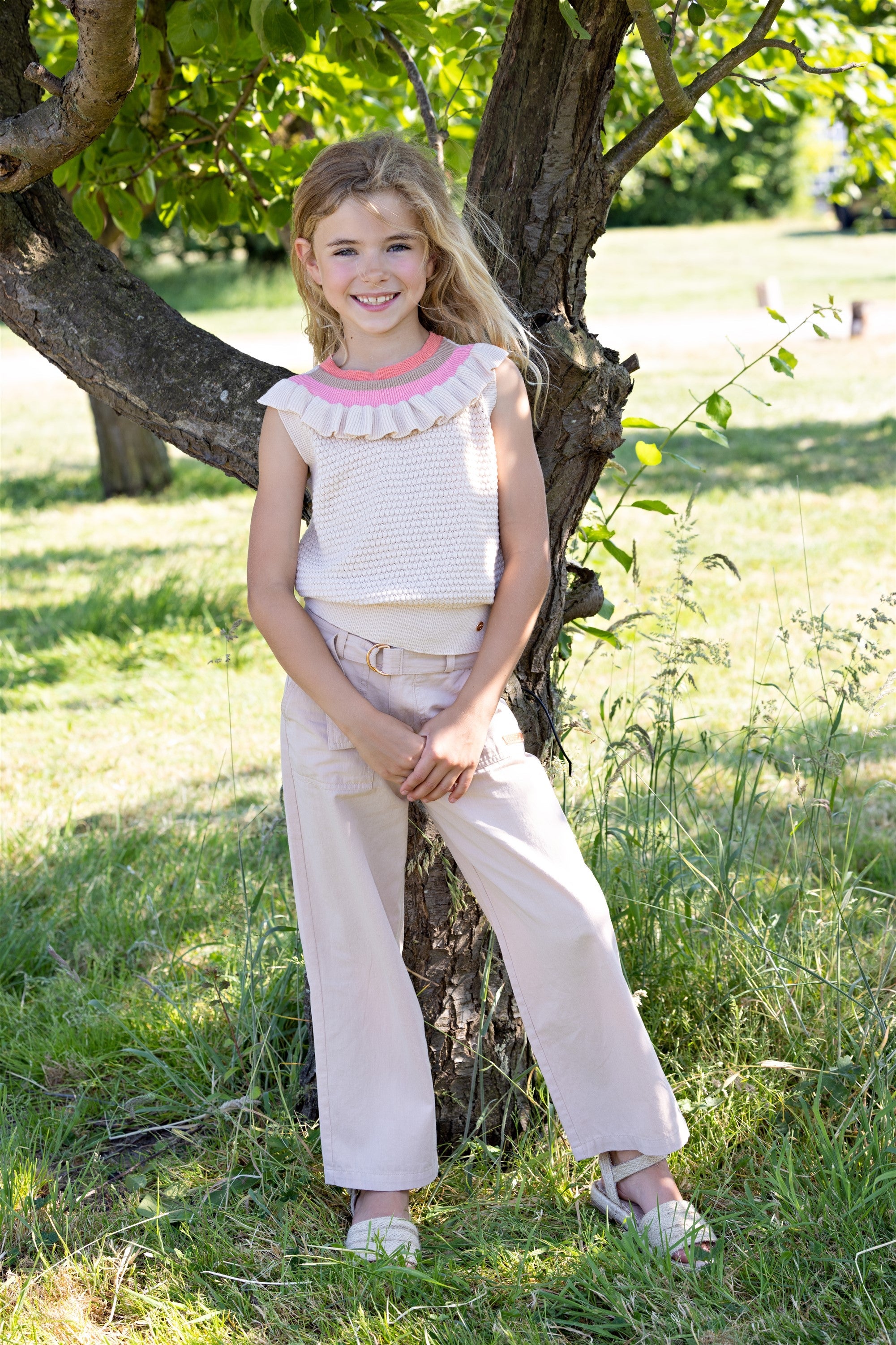 Key Gebreide Mouwloze Top Ivoor