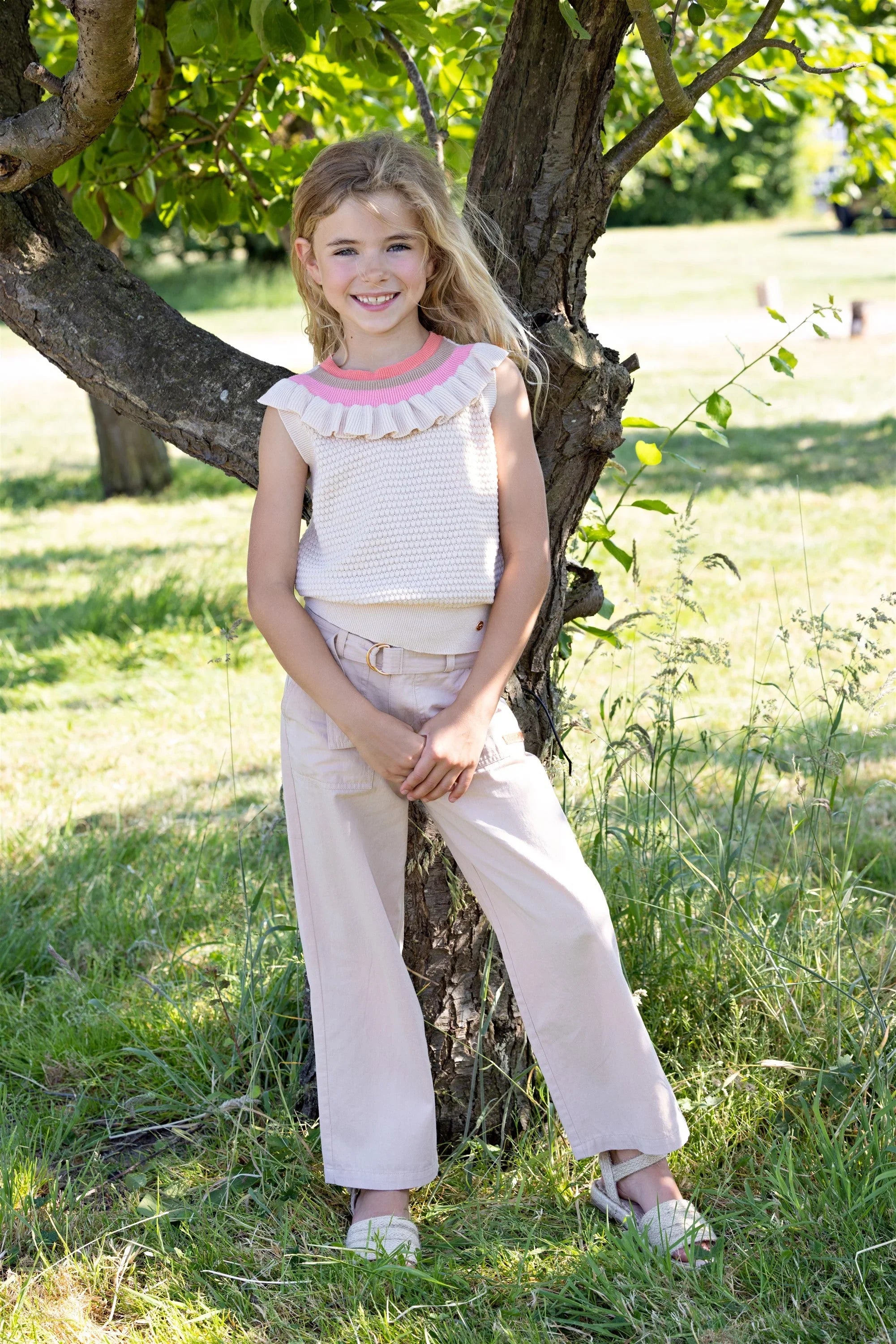 Key Gebreide Mouwloze Top Ivoor