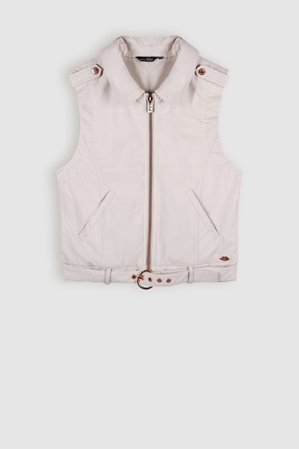 Bowie Fake Leather Biker Gilette Ivoor