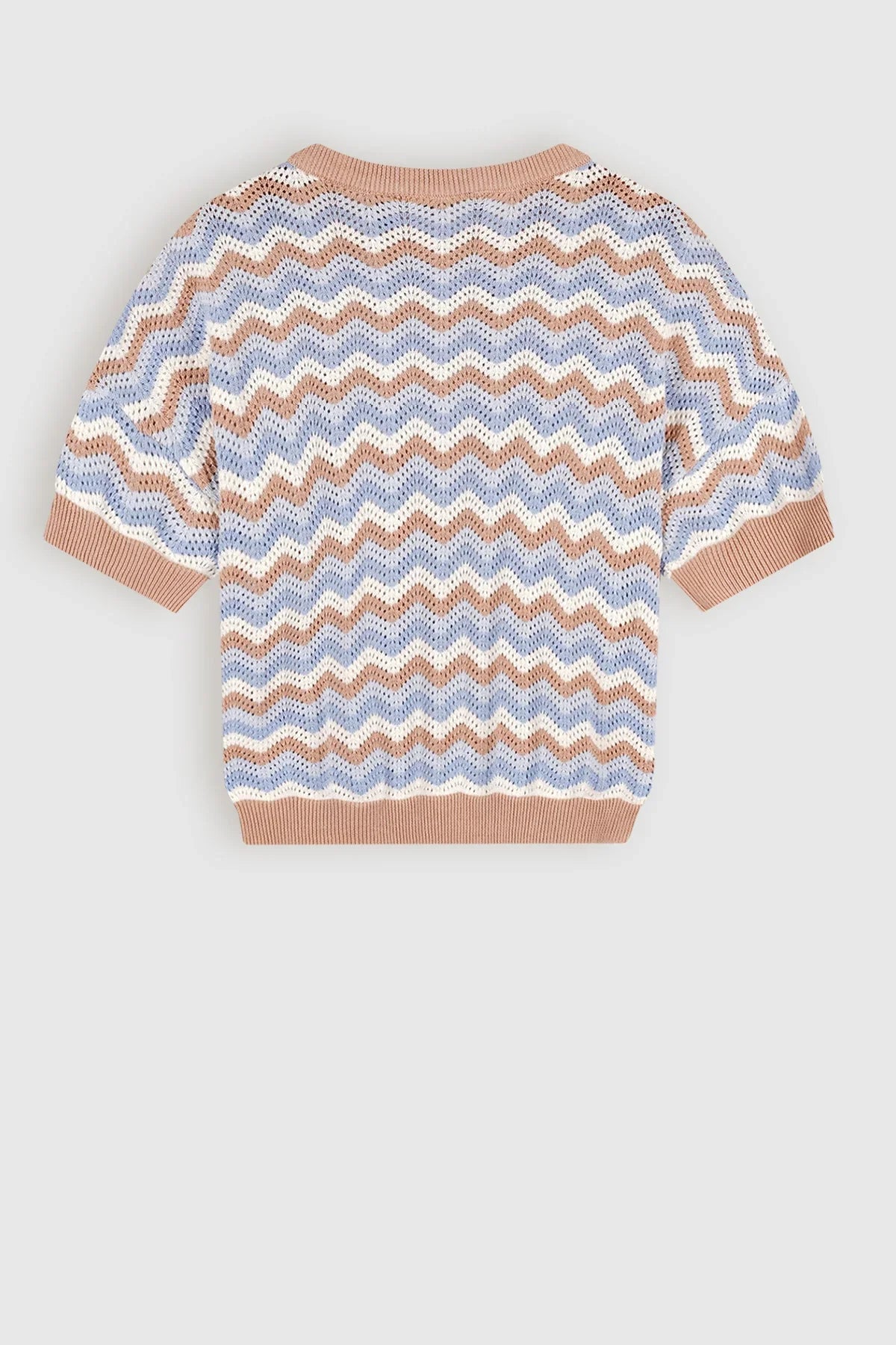 Alic Zigzag Gebreide Crop Trui Multikleuren Pearled Ivory