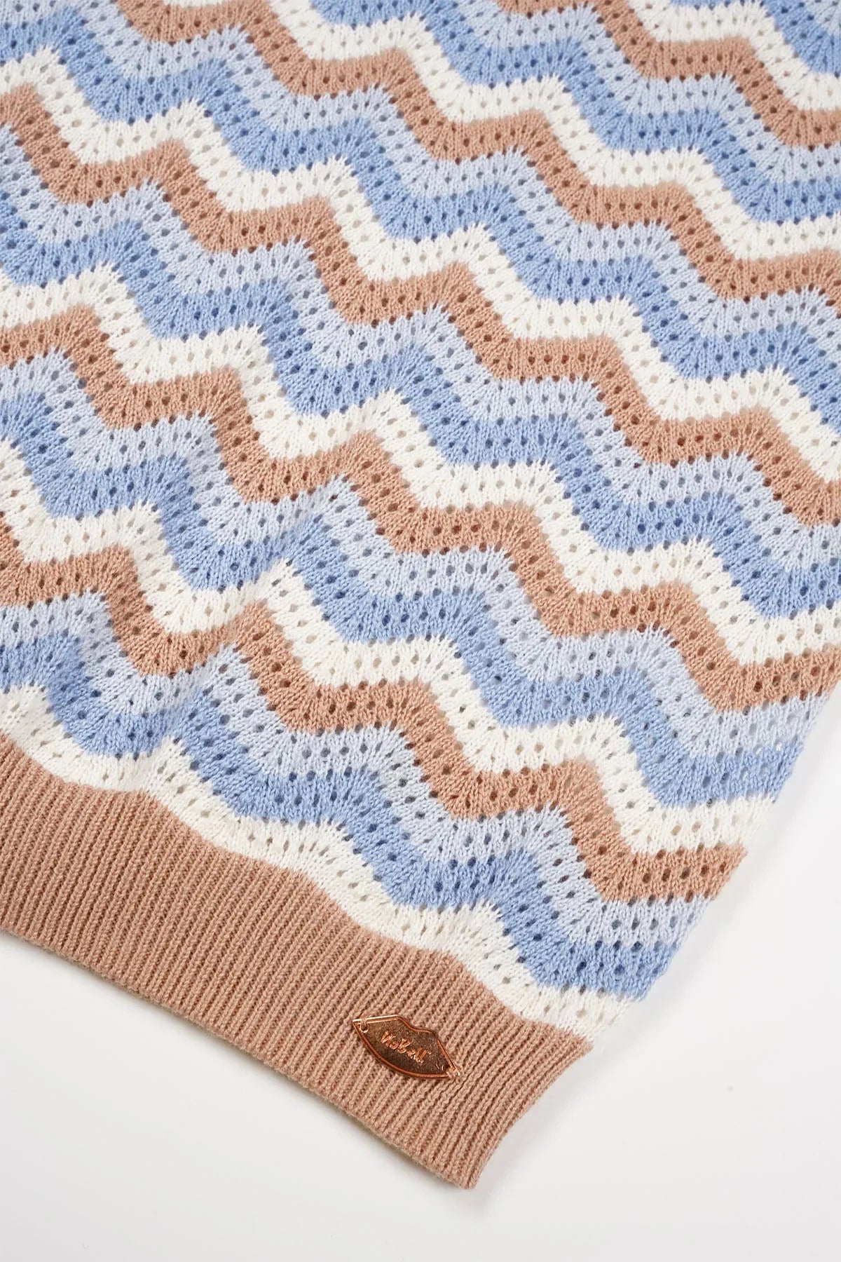 Alic Zigzag Gebreide Crop Trui Multikleuren Pearled Ivory