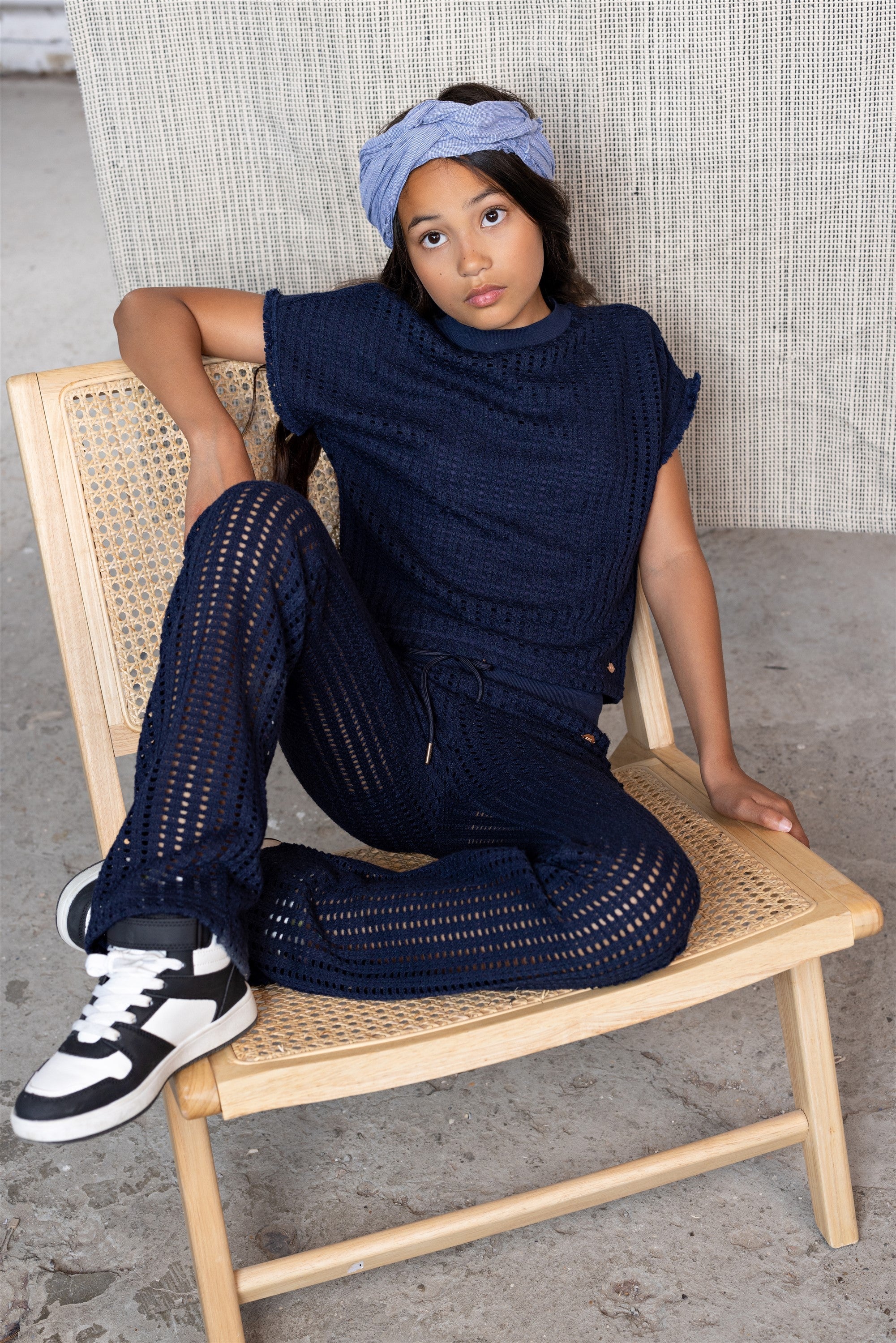 Sisou Crochet Flared Broek Navy