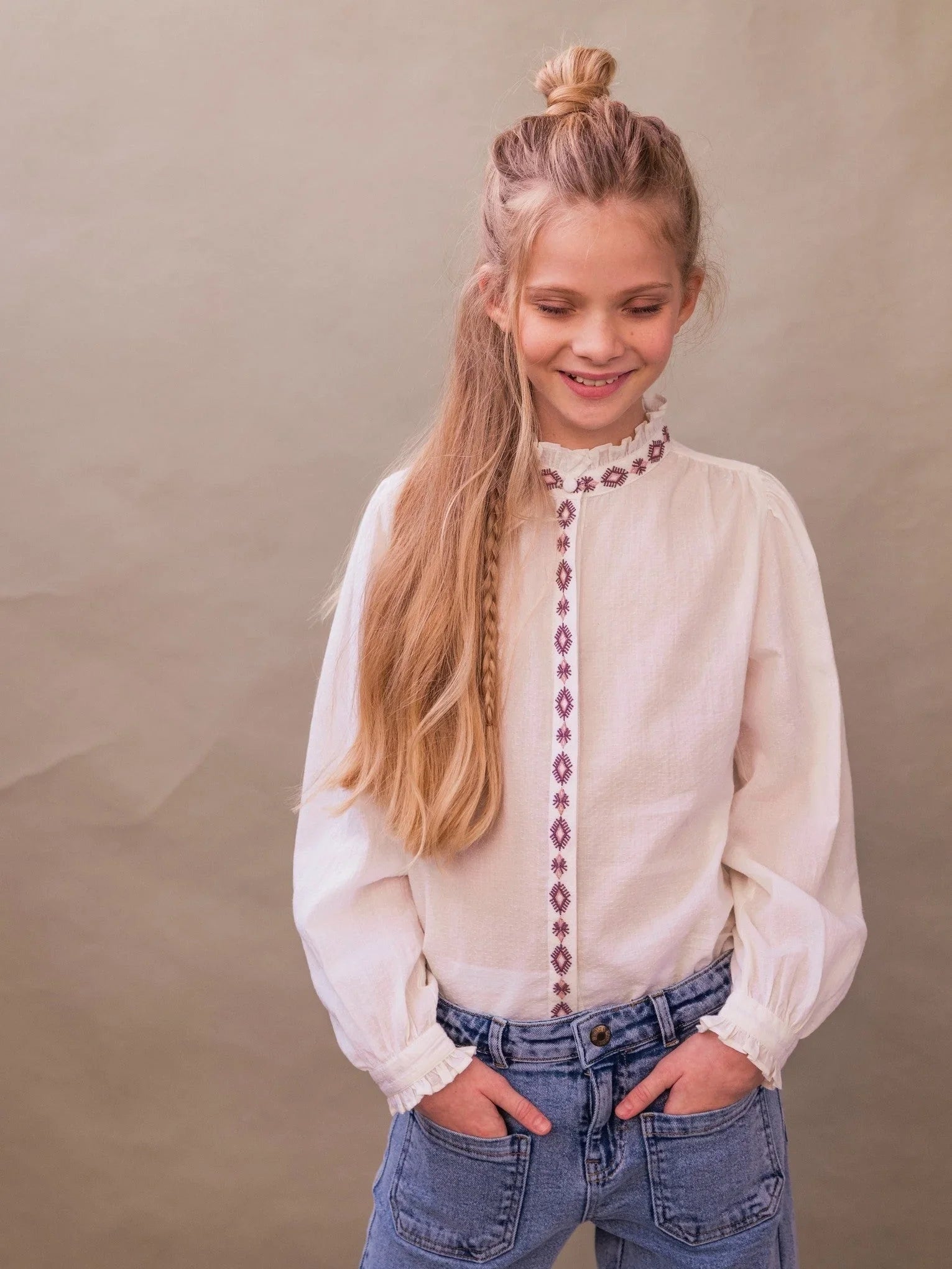 Luna Dobby Blouse Embroidery Matilda
