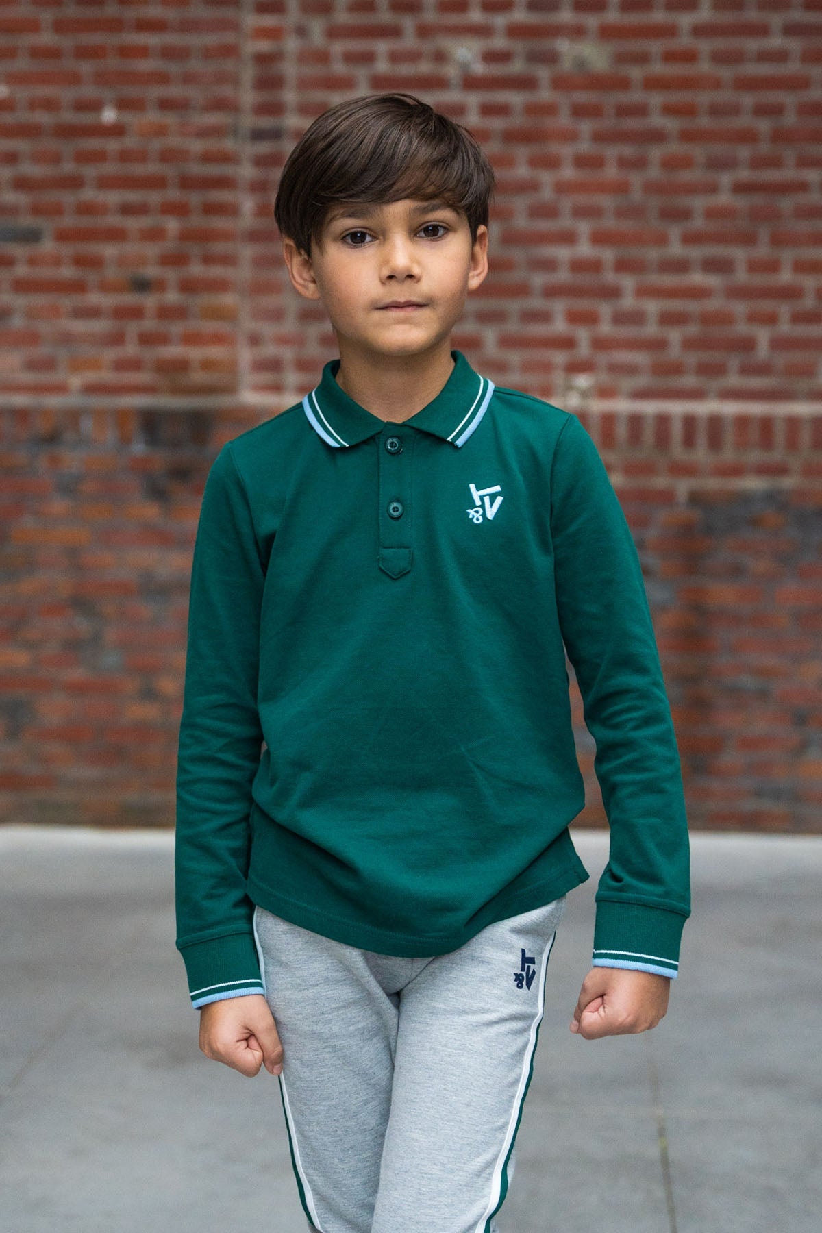 Polo T-Shirt Lange Mouw Milano Dark Green - TYGO&vito