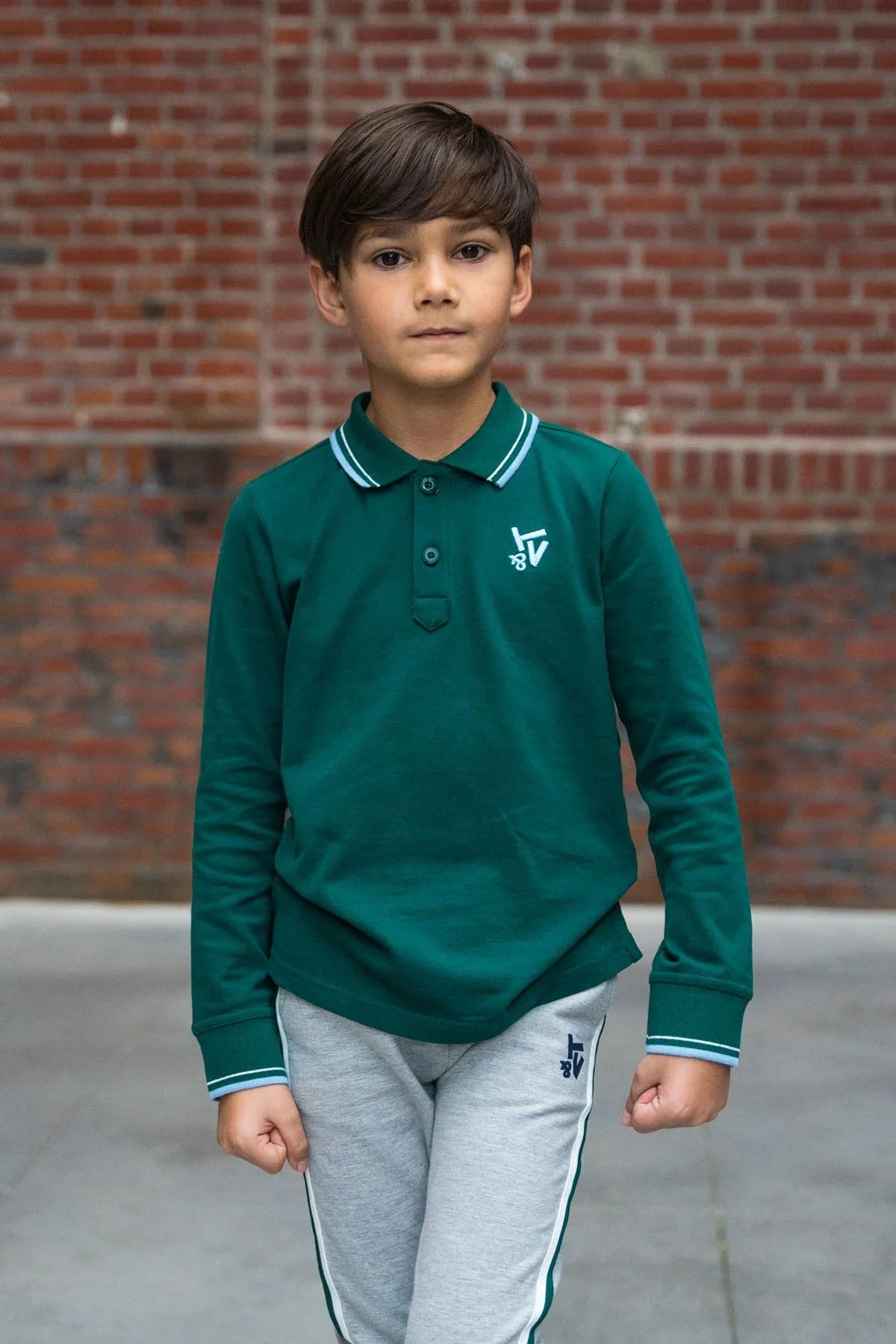 Polo T-Shirt Lange Mouw Milano Dark Green - TYGO&vito