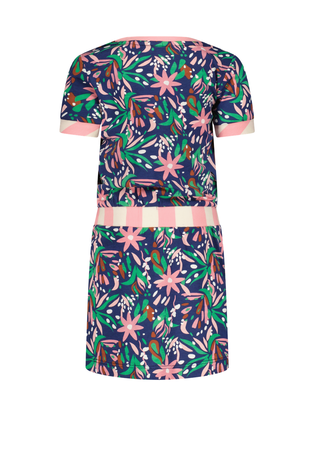 Baby girls happy aop dress with contrast wb