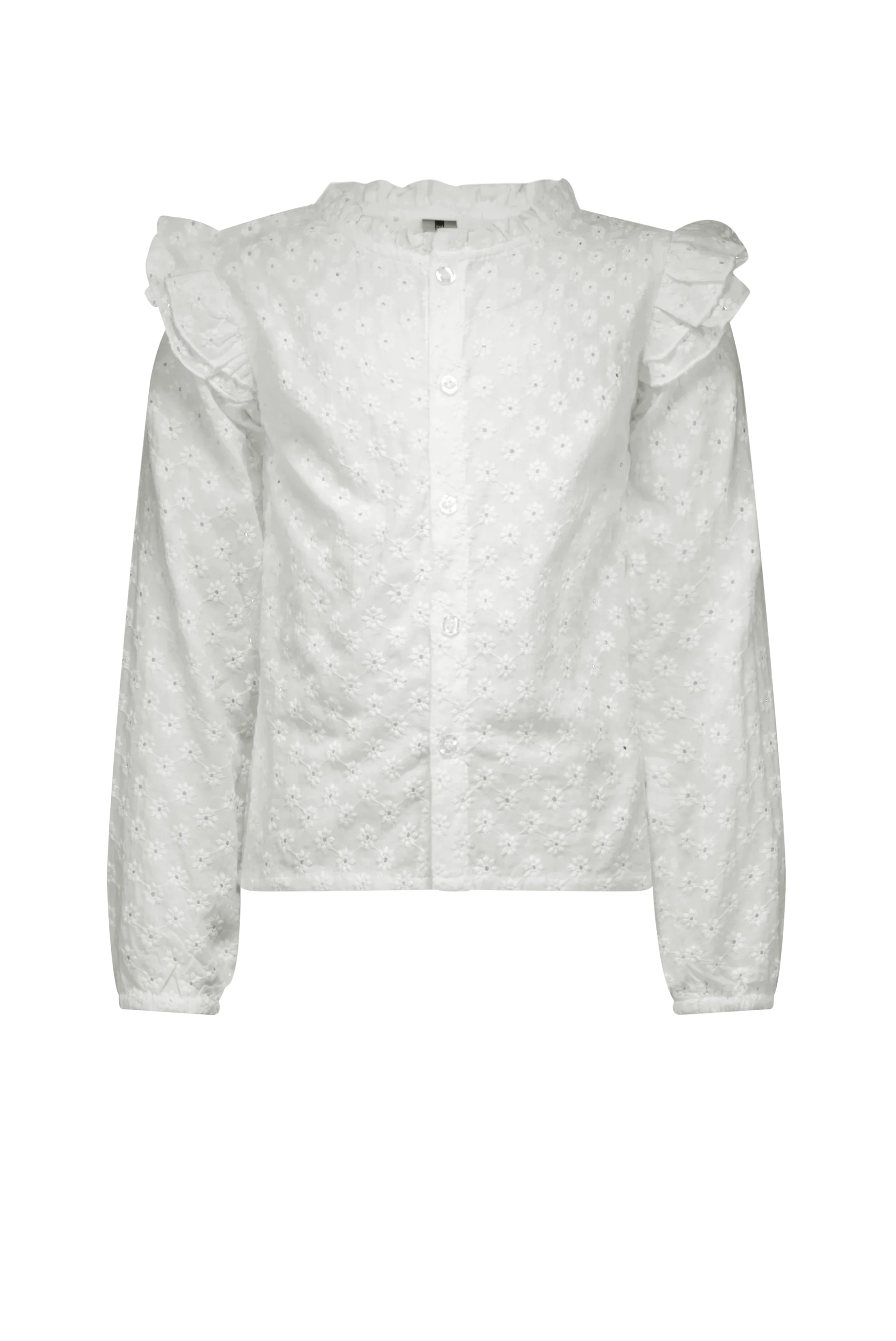 B.Nosy Girls Flower Embroidered Blouse With Ruffles Around Armhole