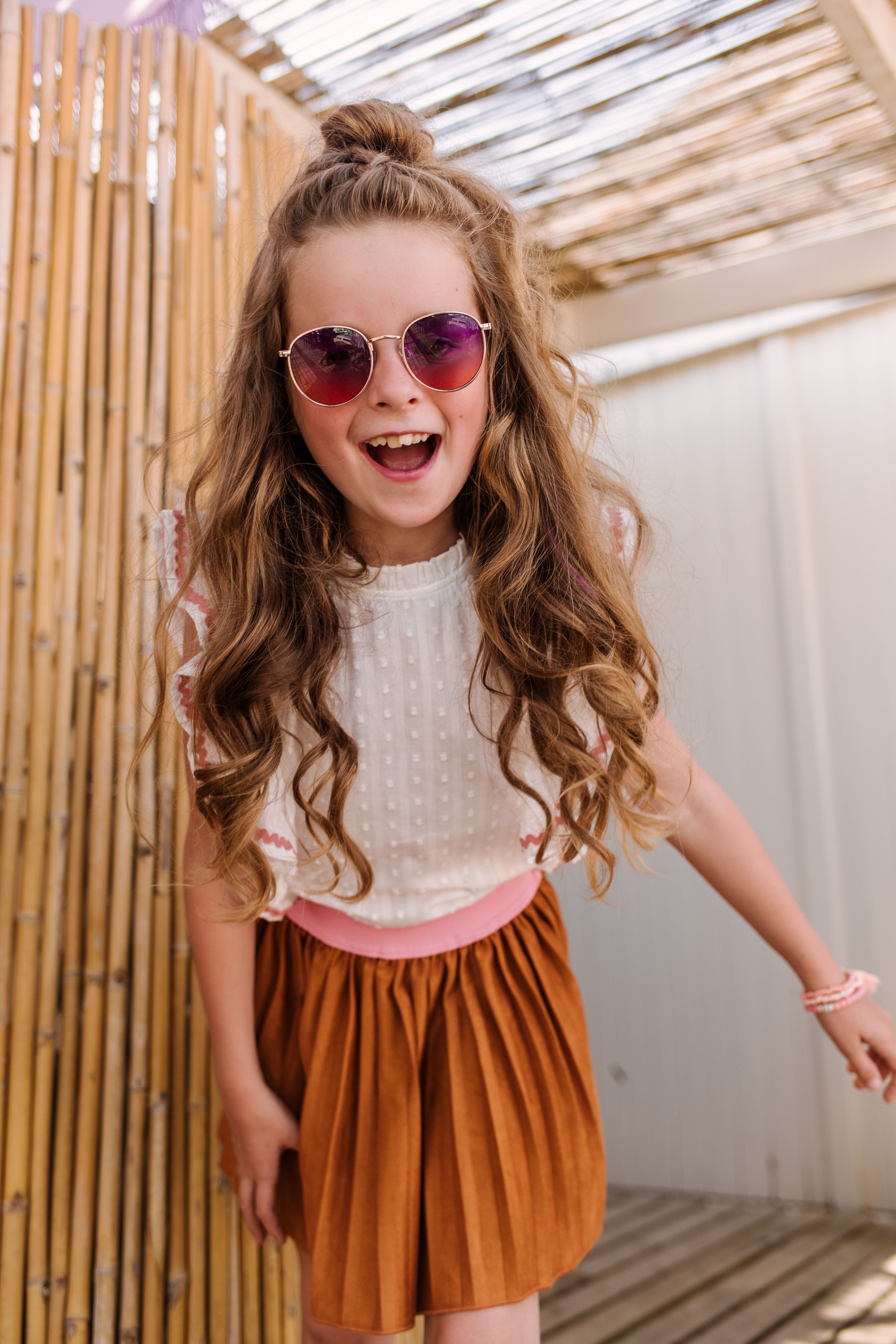 B.Nosy Girls Blouse W/ 2 Big Vertical Ruffles