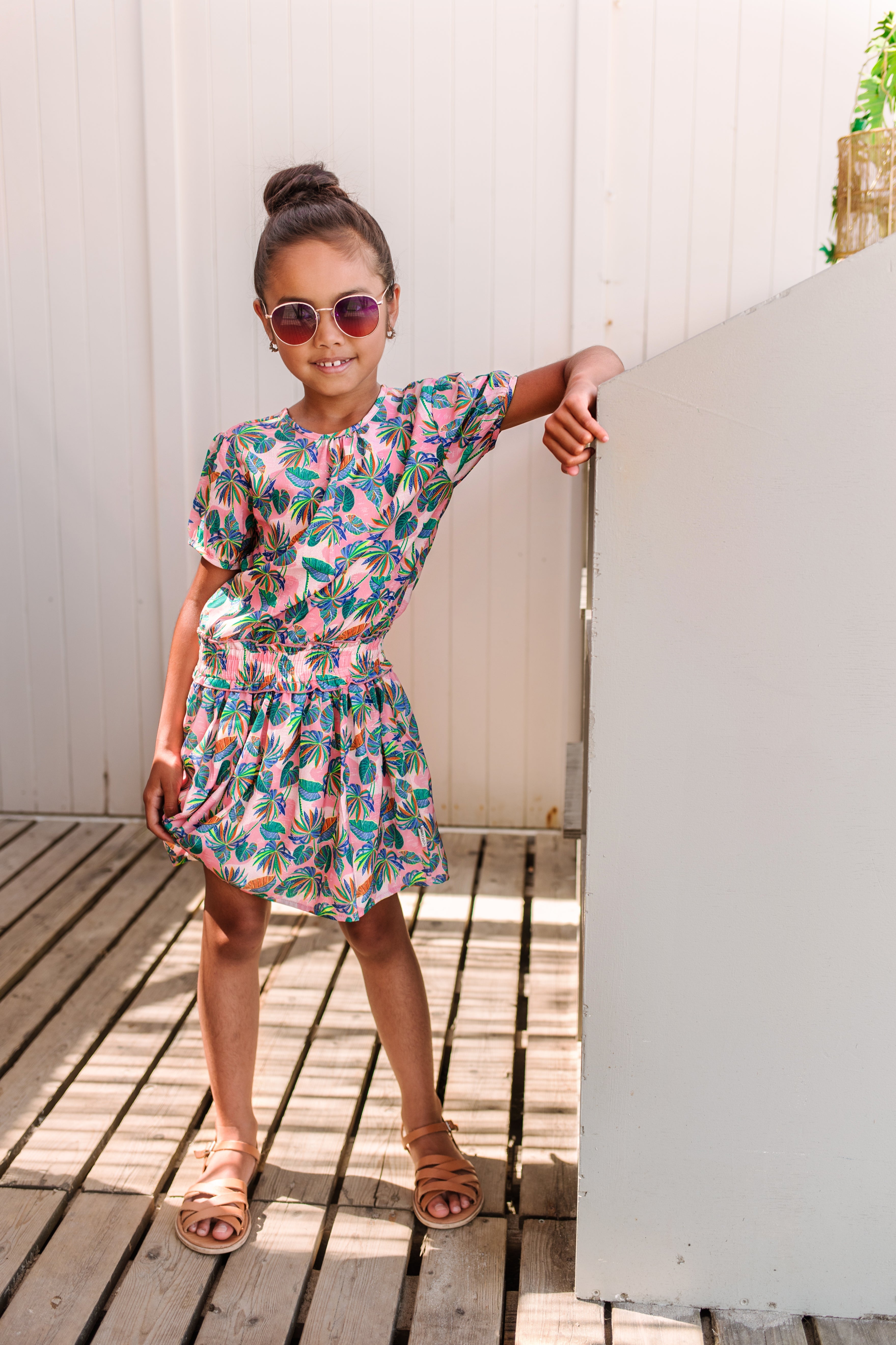 B.Nosy Girls Dress W/ Smock In Wb