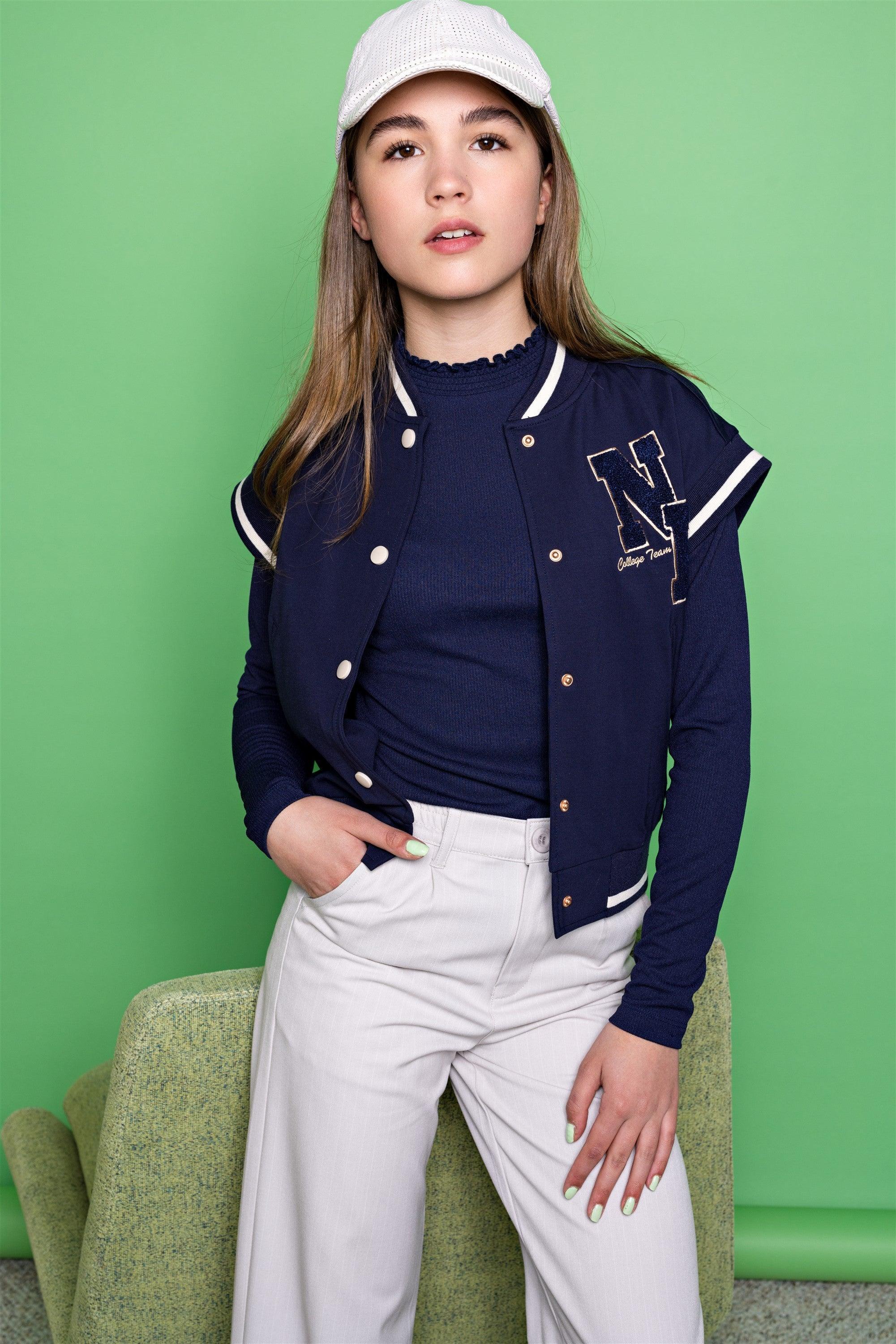 Bar Sleeveless Varsity Jacket - NoNo Kidswear