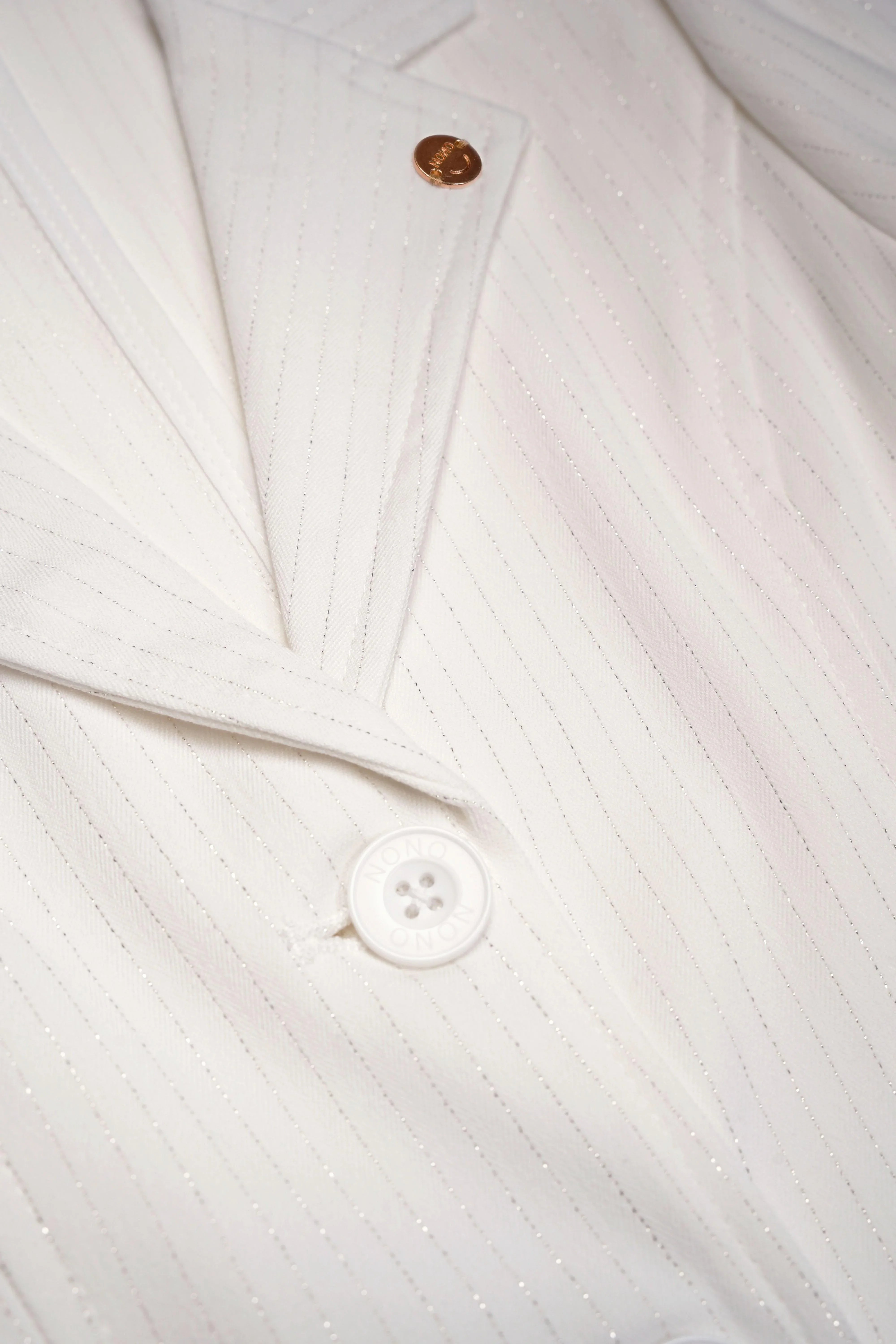 Dip Lurex Krijtstreep Blazer Wit - NoNo Kidswear