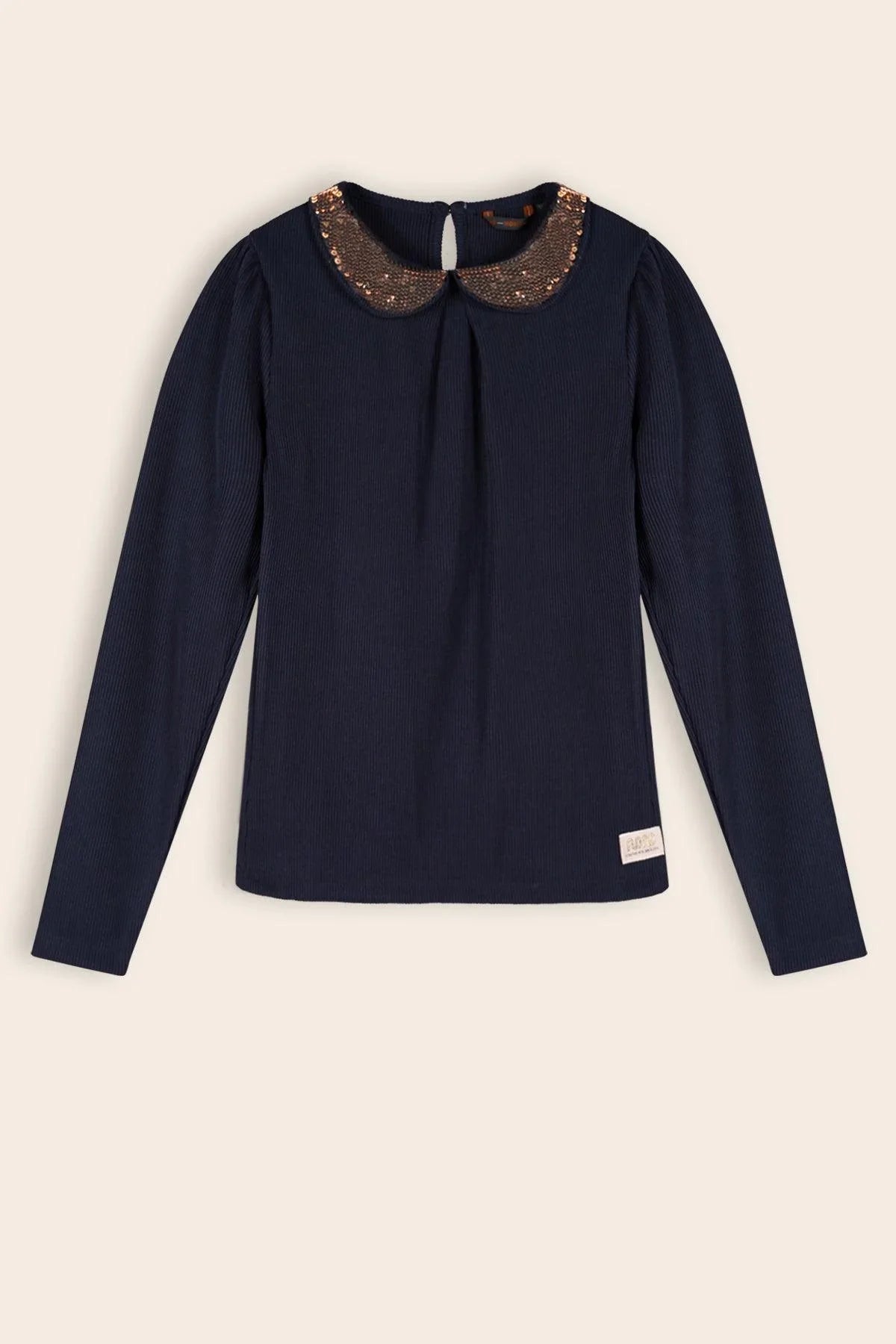 Kim Rib Tshirt met Pailletten Kraag - NoNo Kidswear