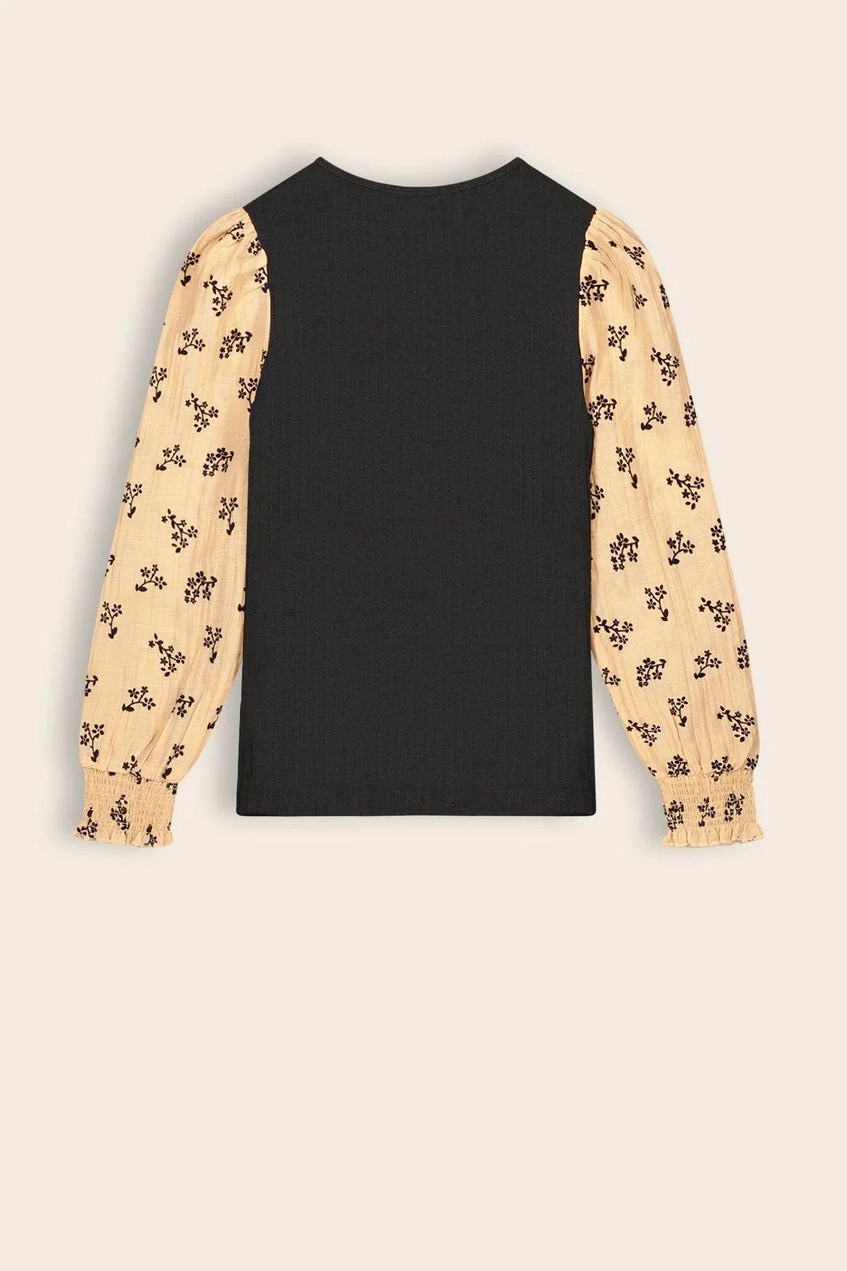 Kis Rib Jersey Top Contrast Pofmouwen - NoNo Kidswear