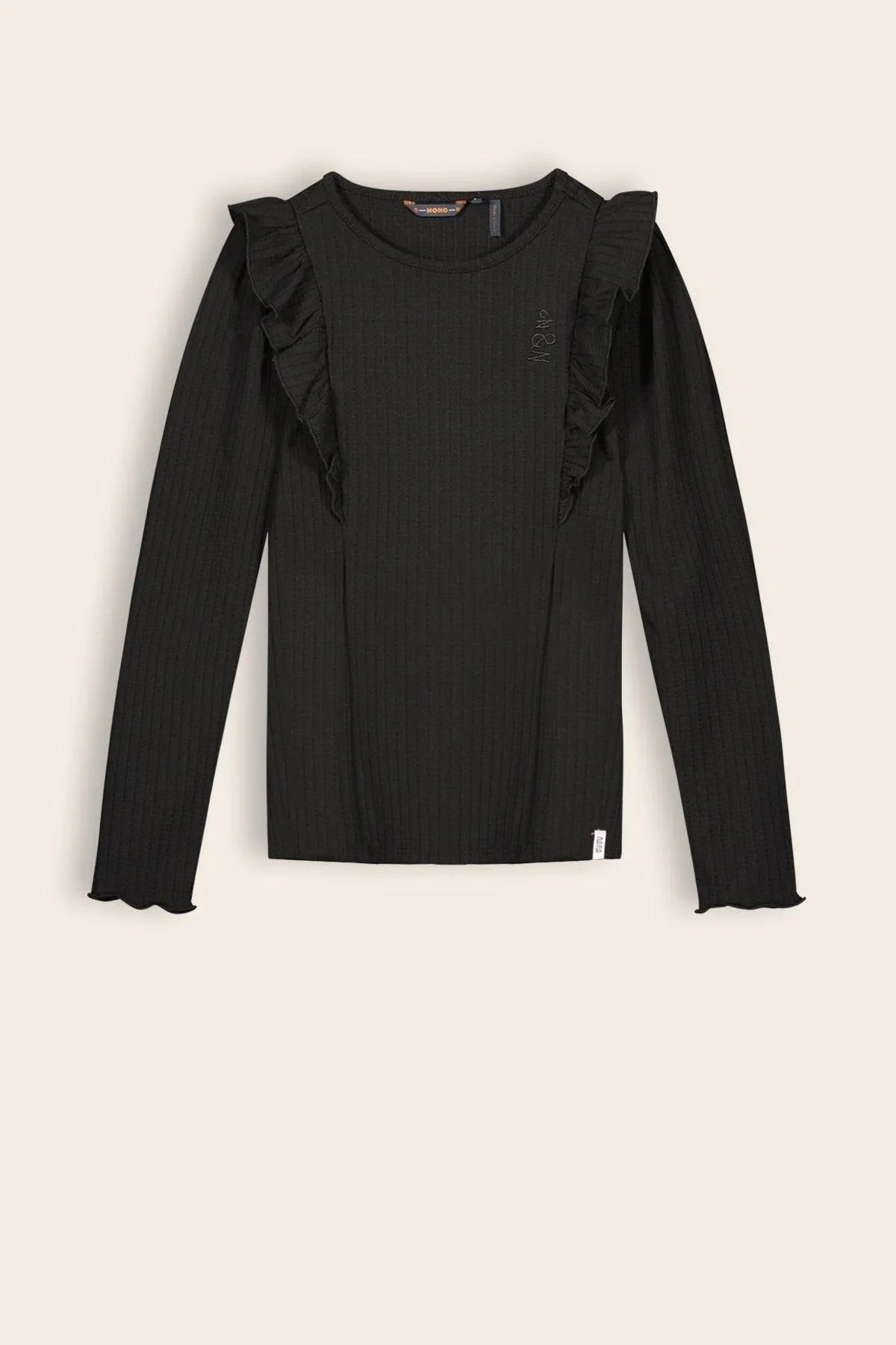 Klari fancy Rib Jersey Top met Ruches - NoNo Kidswear