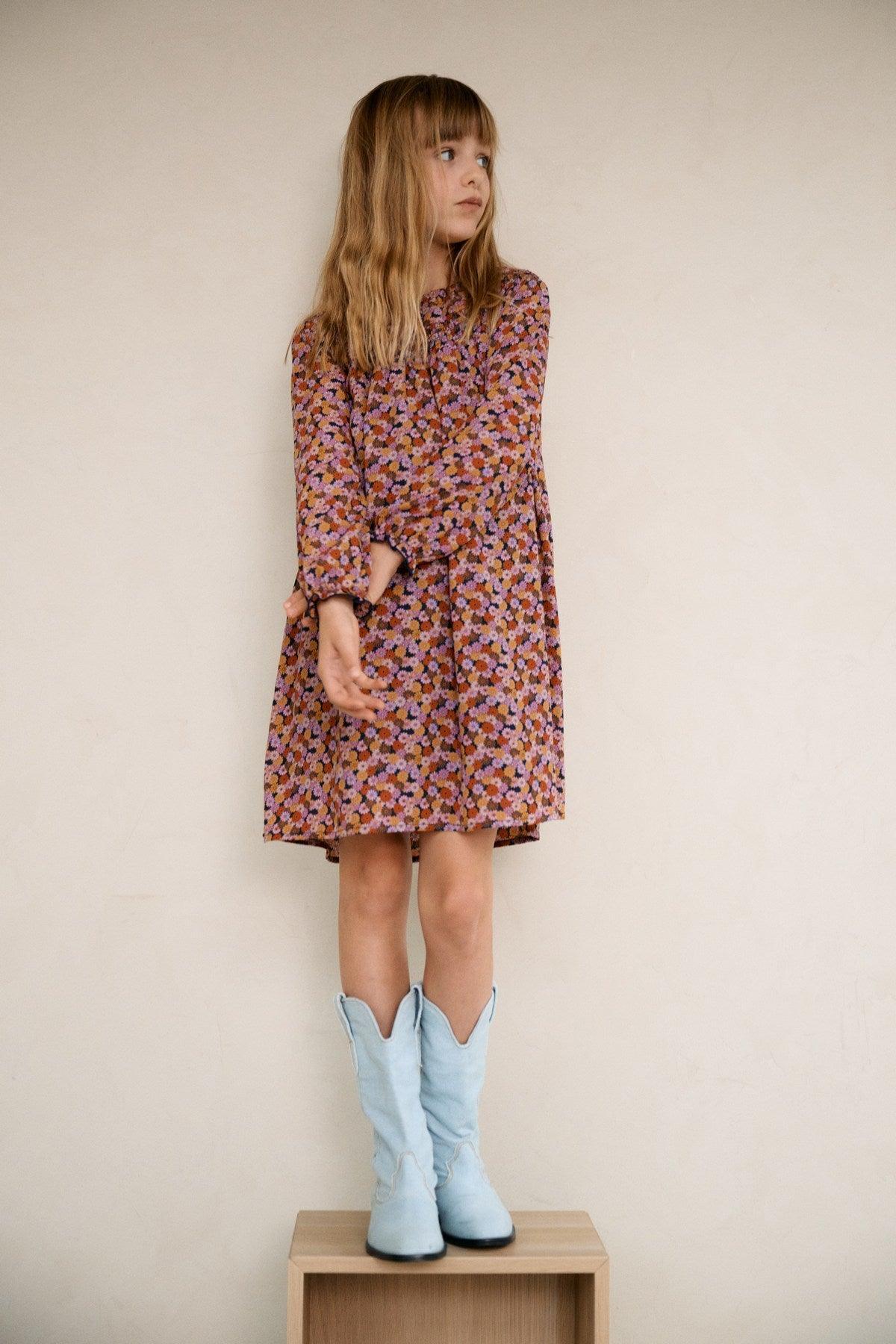 Manilla Gebloemde Jurk met Losse Riem - NoNo Kidswear