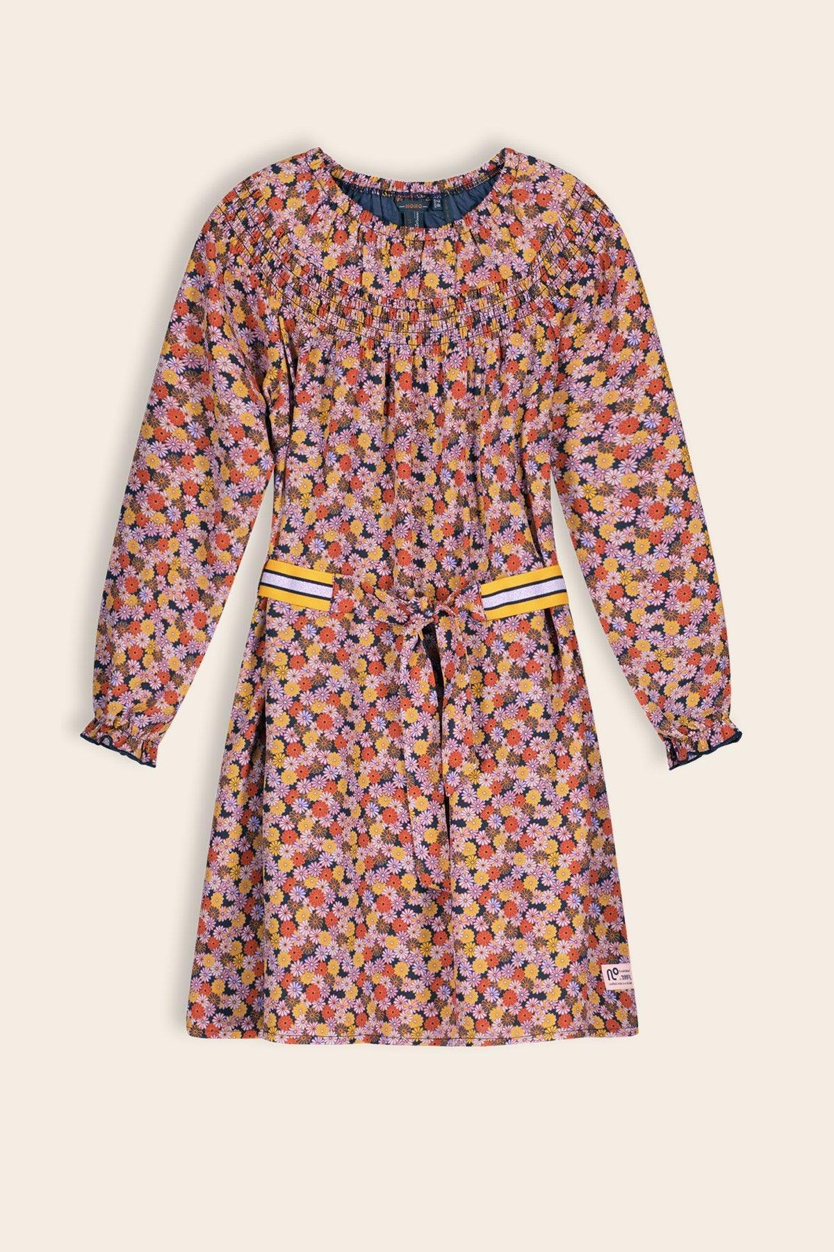 Manilla Gebloemde Jurk met Losse Riem - NoNo Kidswear