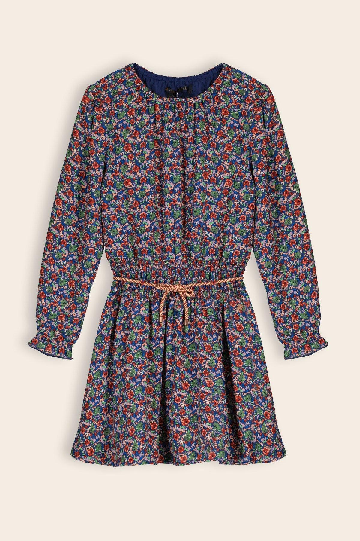 Manyu Gebloemde Geweven Jurk - NoNo Kidswear