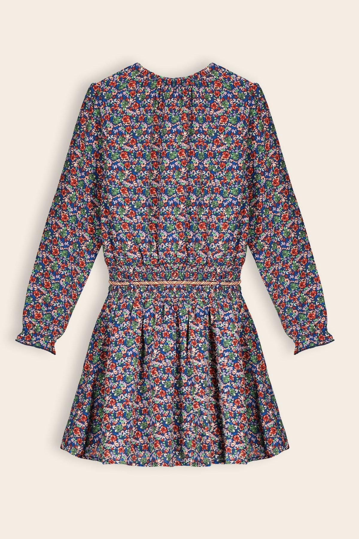 Manyu Gebloemde Geweven Jurk - NoNo Kidswear