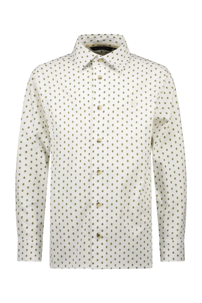 Oscar overhemd wit/groen -Blouses - Red+Blu