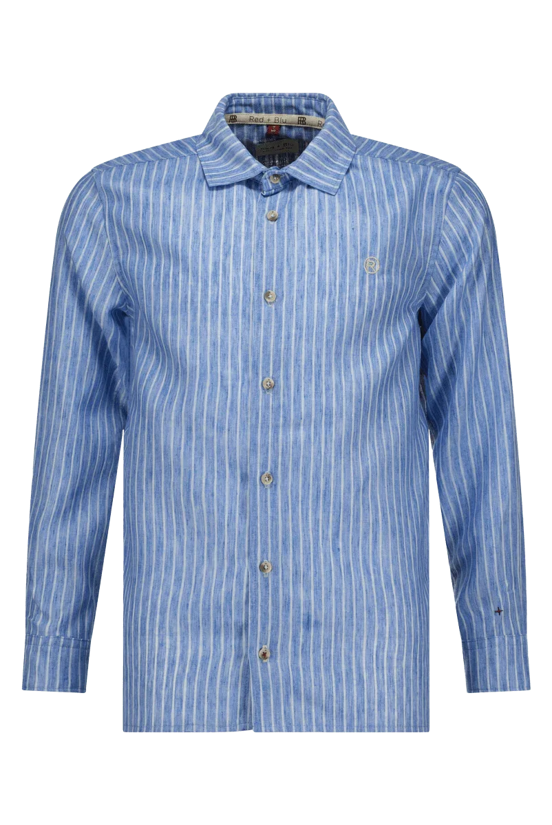 Otto overhemd blauw linnen -Blouses - Red+Blu